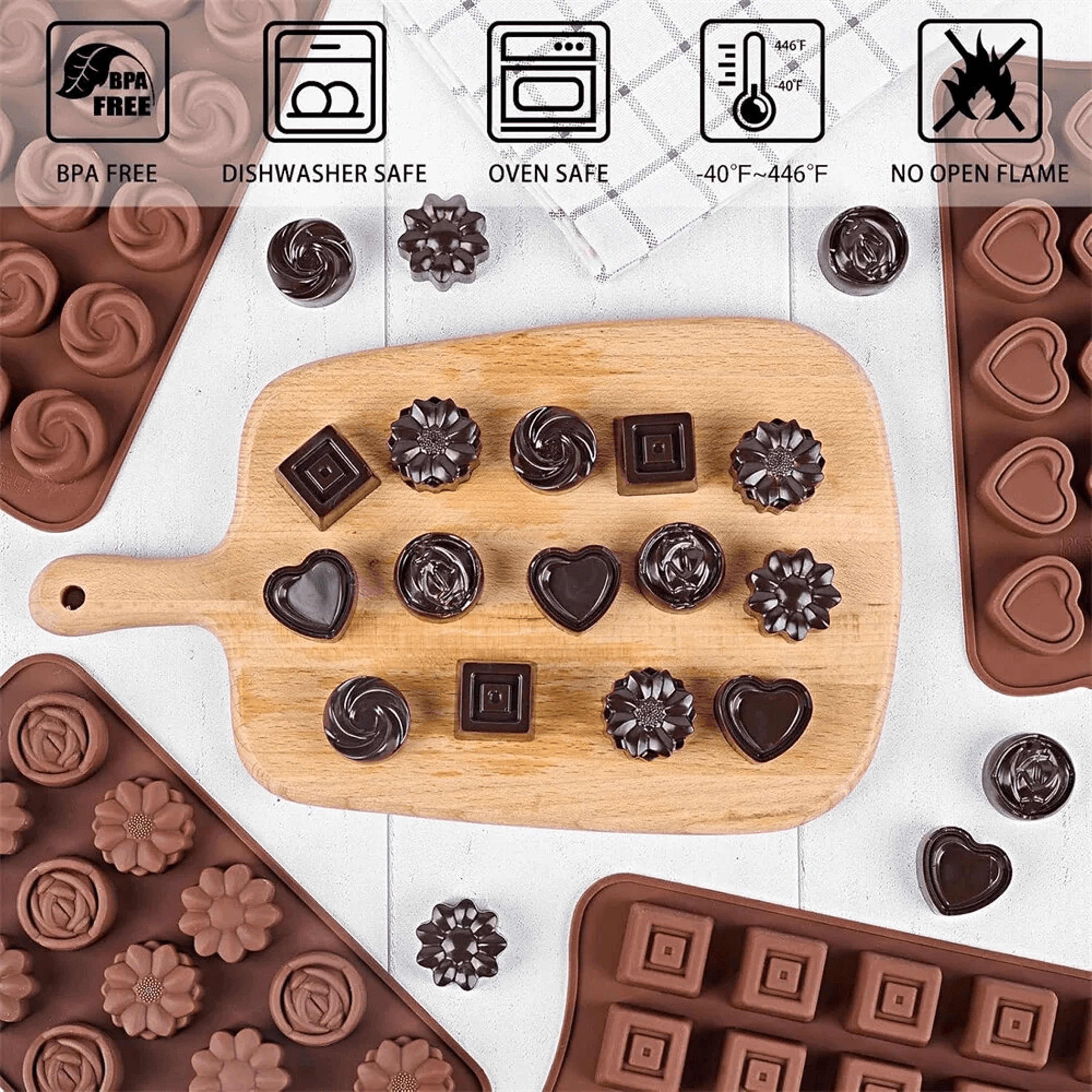 Silicone Chocolate Molds Set For Candy Cake Baking And DIY Crafts 3