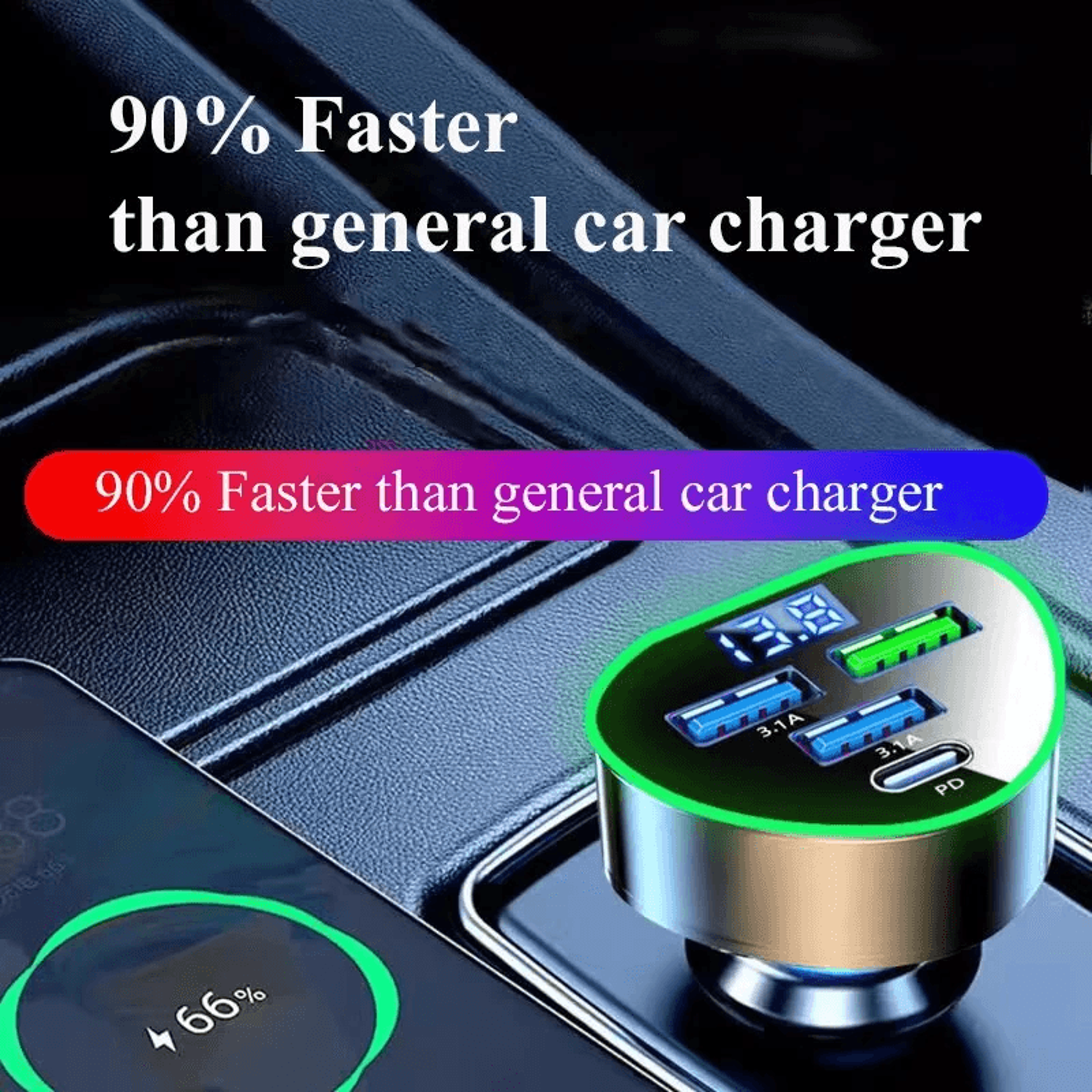 Port USB PD Car Charger Adapter With USB A And USB C Fast Charging 5