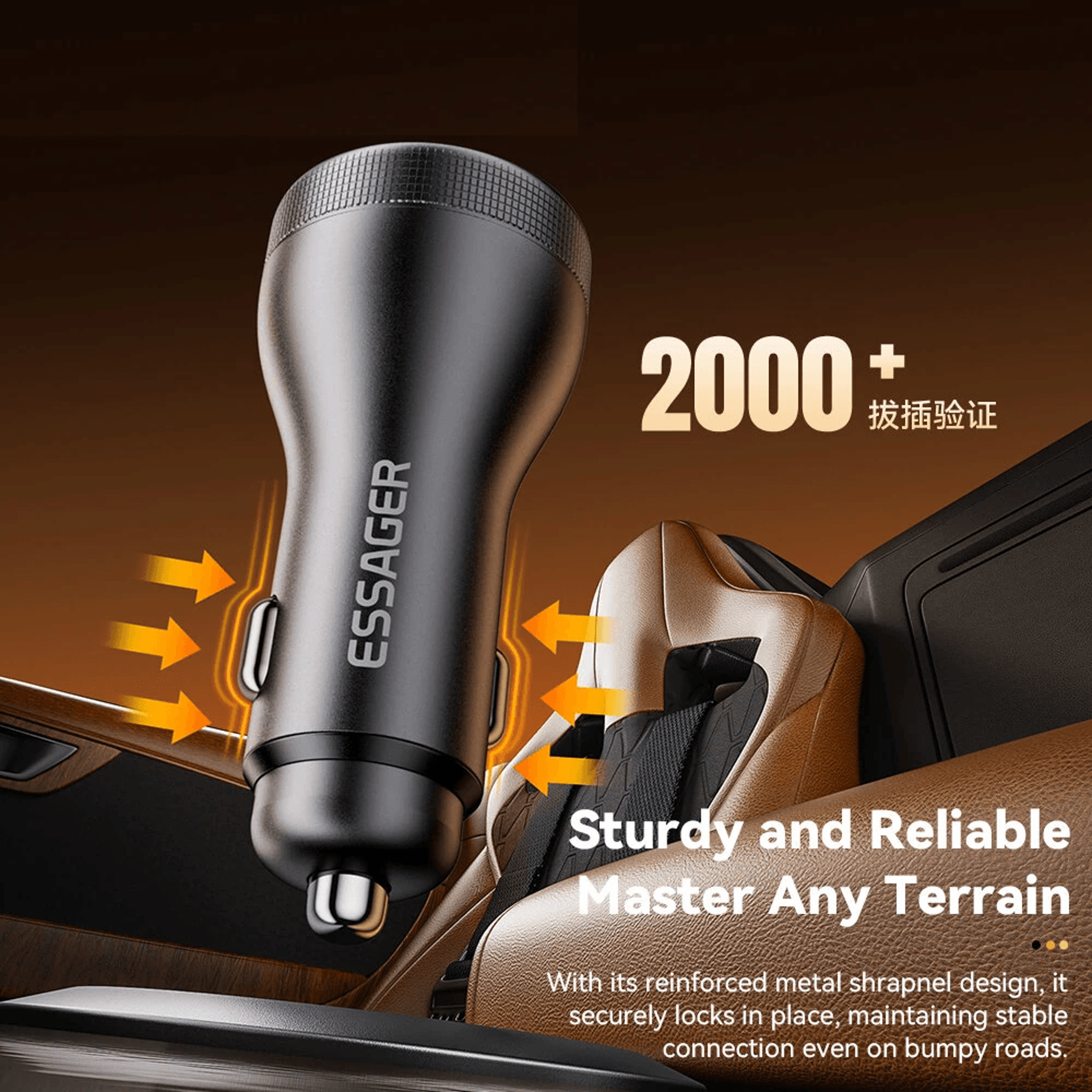 USB C Car Charger Adapter With Dual Port Fast Charging And LED Digital Display 7