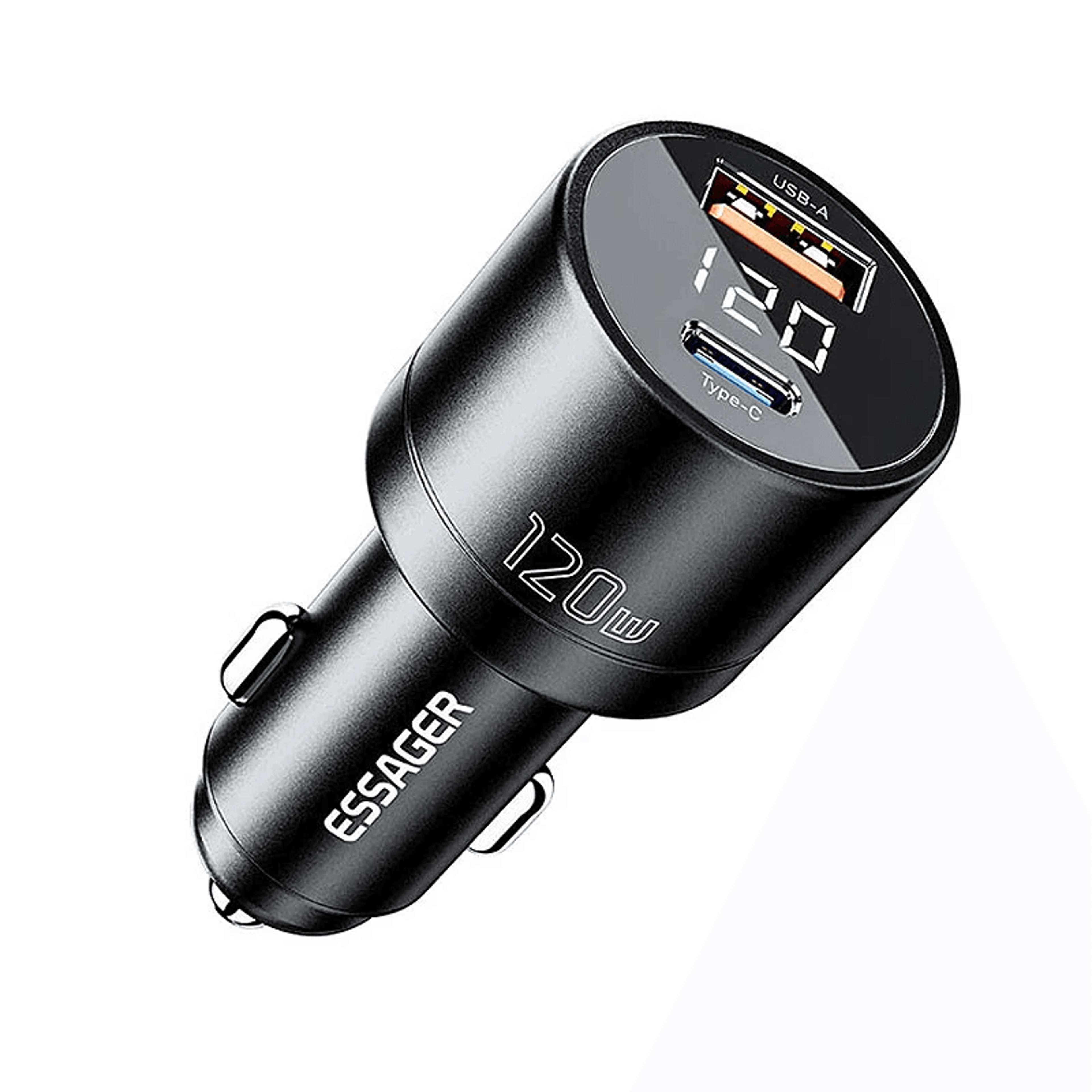 Dual Port USB Car Charger With USB C PD Fast Charging And Digital Display 0