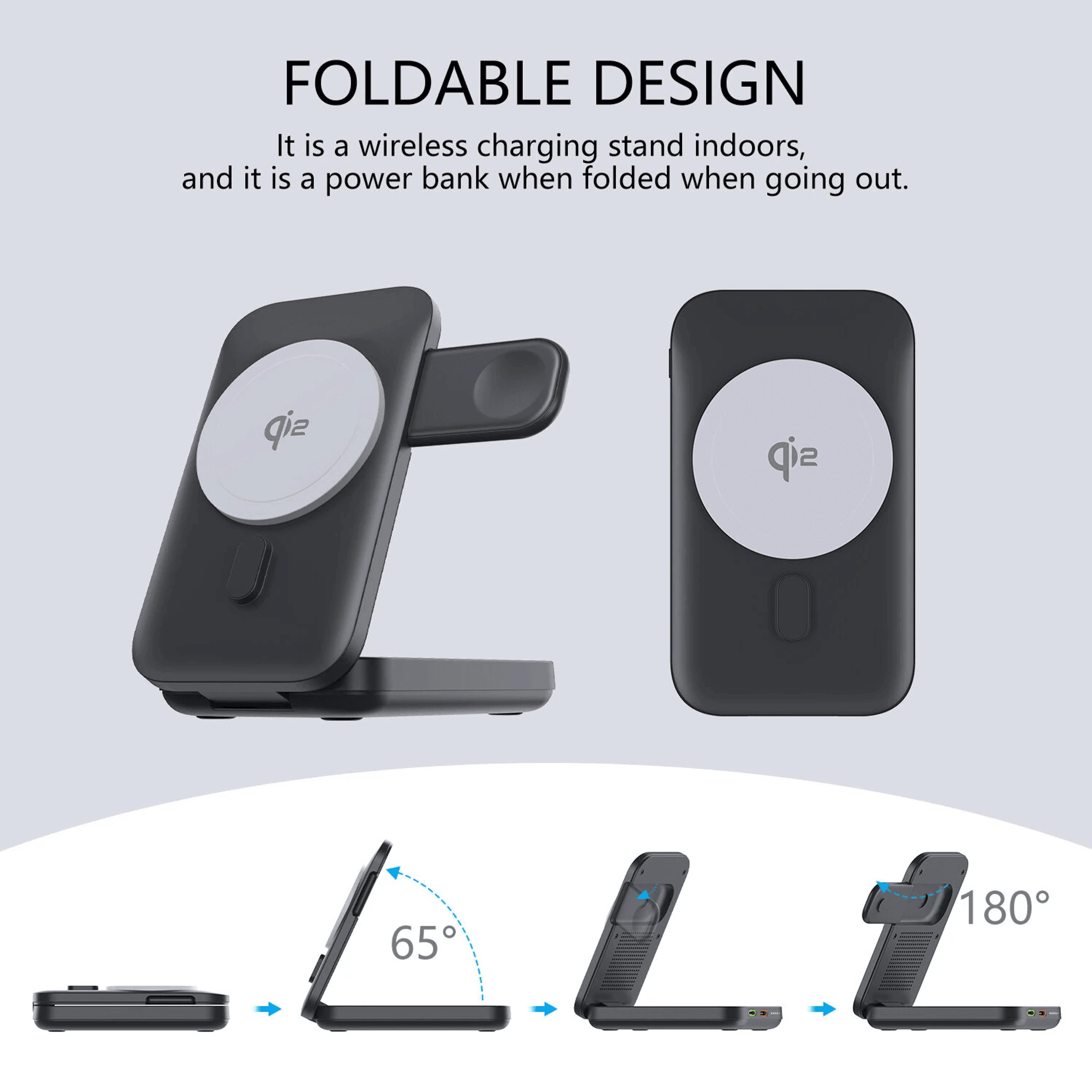 Foldable Magnetic Wireless Charger Power Bank With Certified Fast Charging 5