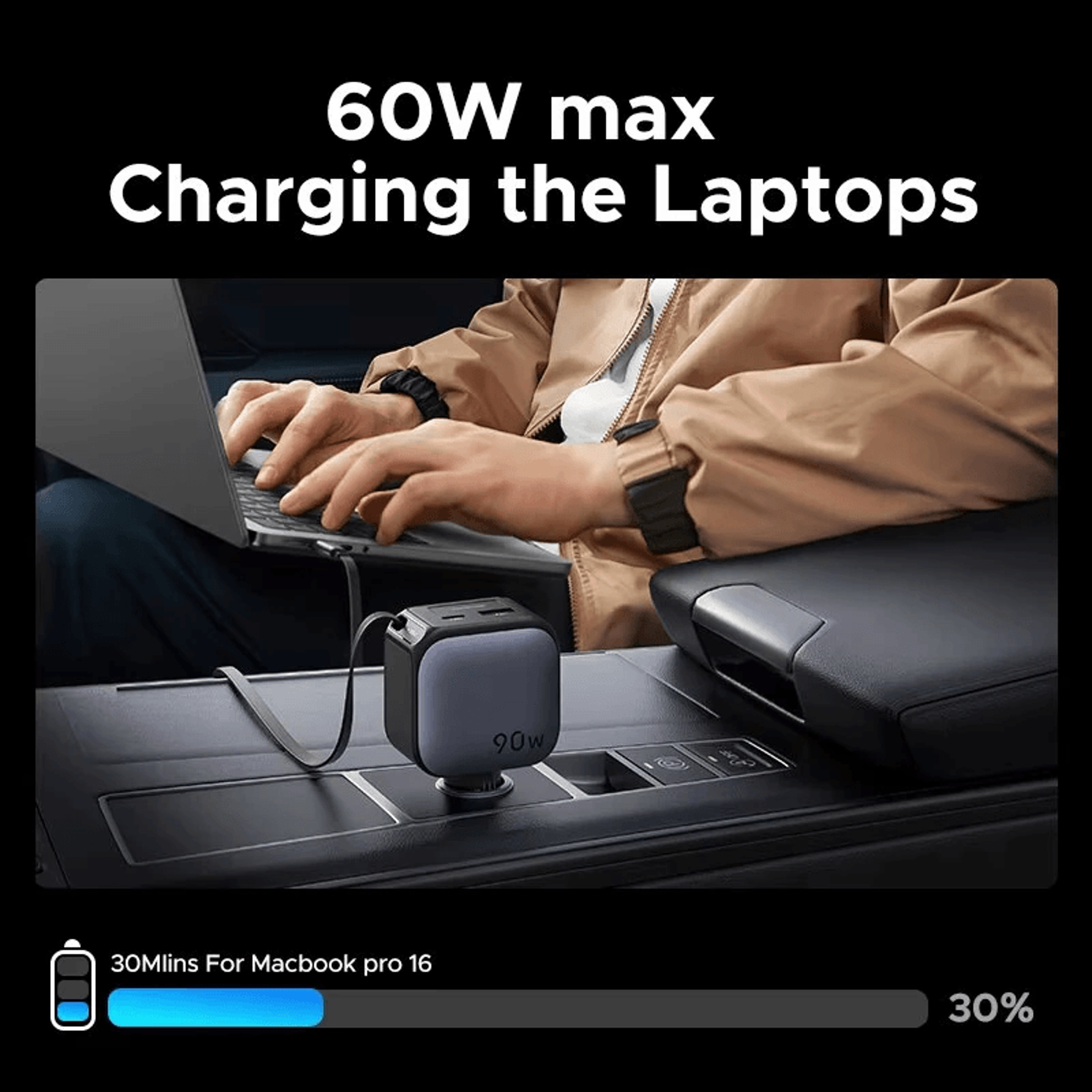 Retractable USB C Car Charger With Device Fast Charging 1