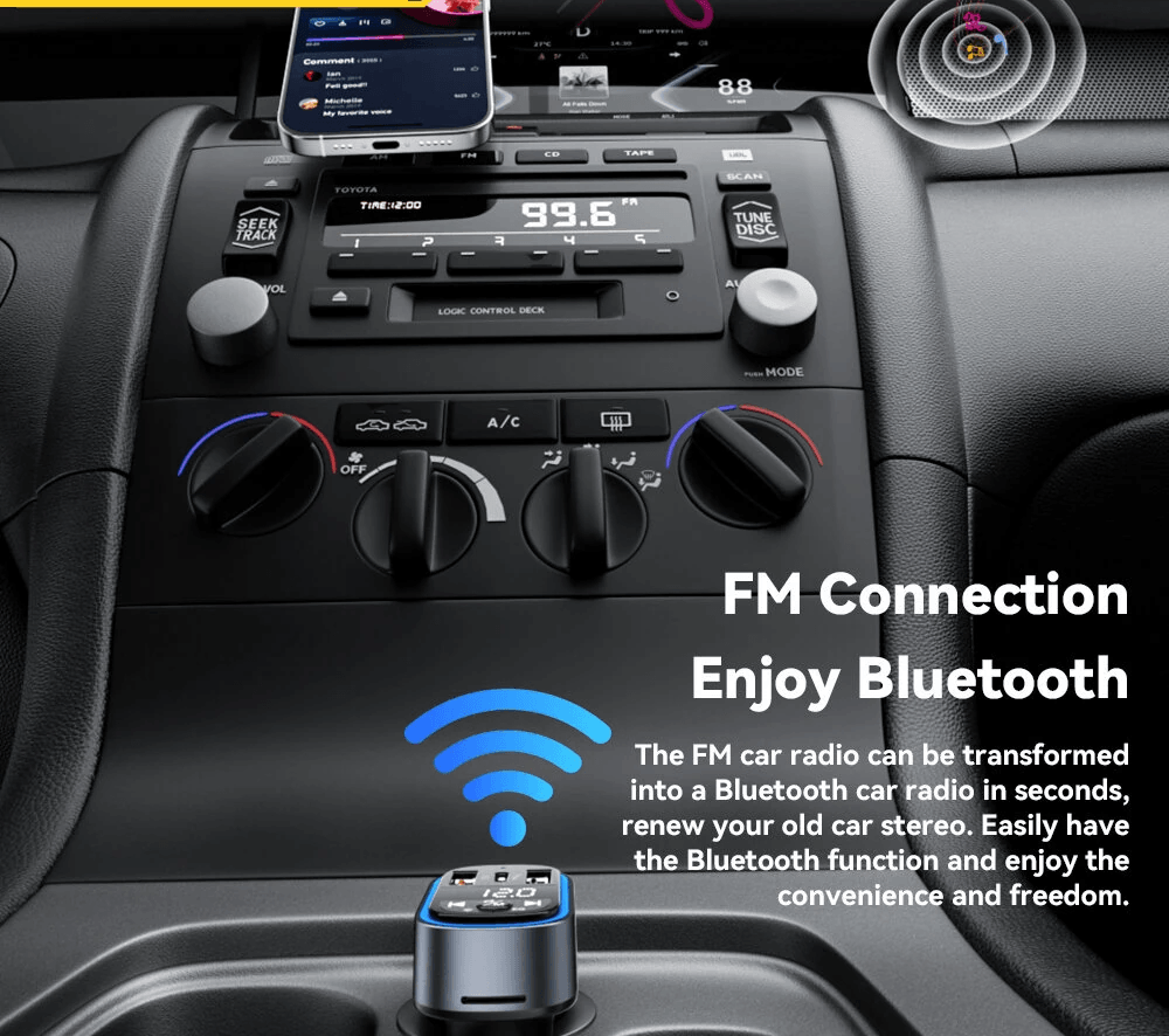 Bluetooth FM Transmitter With USB C Fast Charging And Hands Free Calling 3