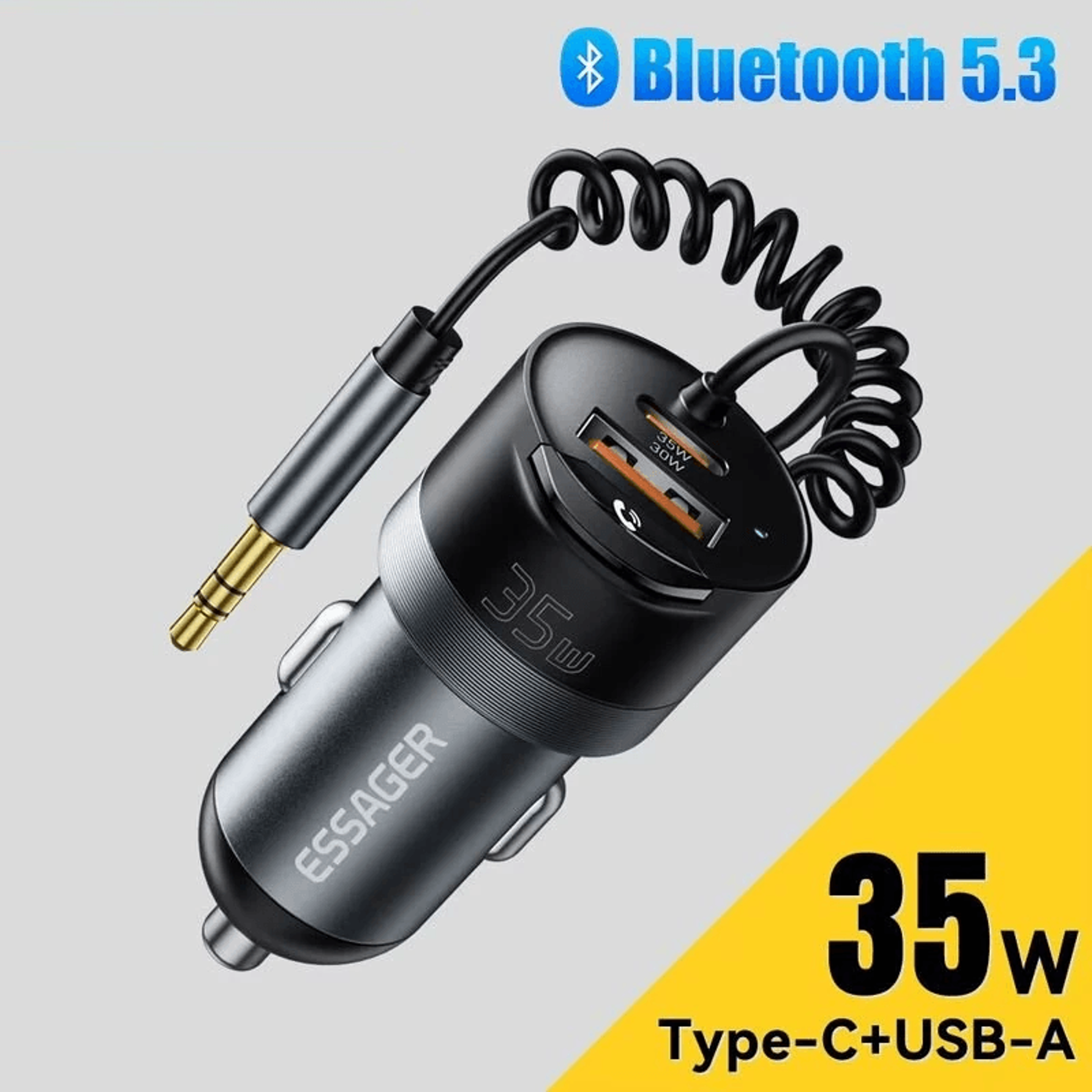Bluetooth FM Transmitter Car Charger With USB C And USB A Fast Charging 3