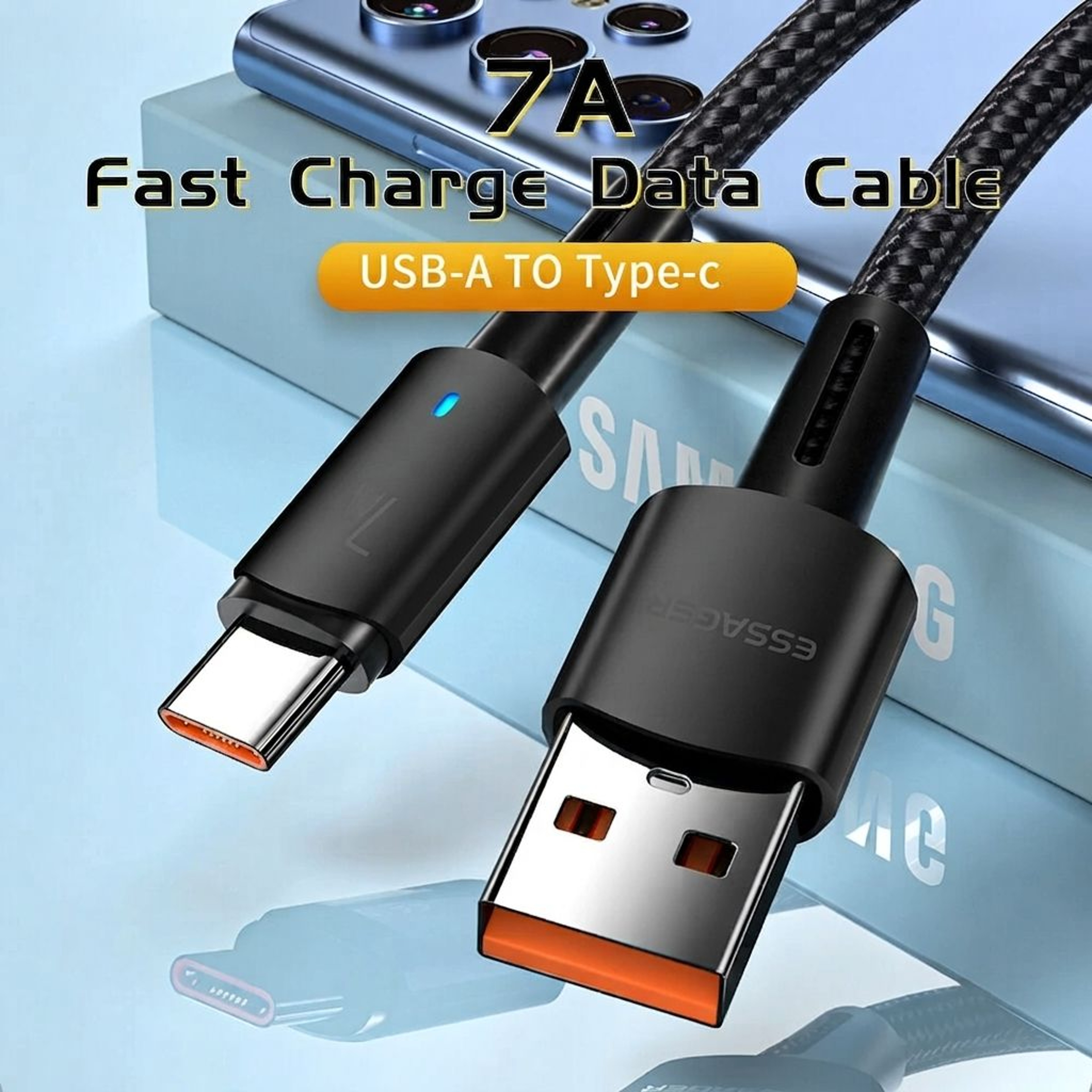 USB A to Type C Fast Charging Cable with Data Transmission – view 5