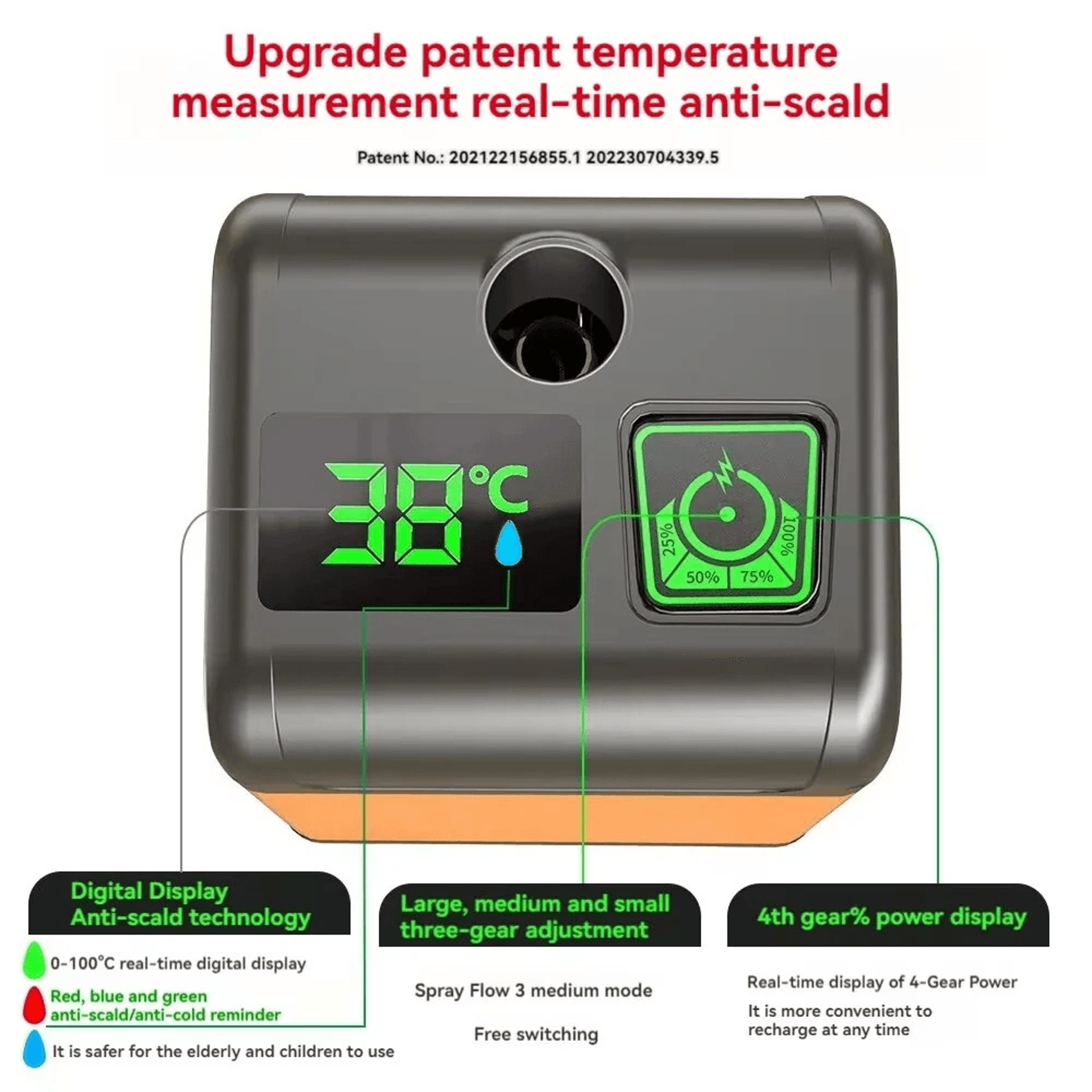 Portable Electric Camping Shower Pump With Digital Temperature Display Waterproof Battery 3