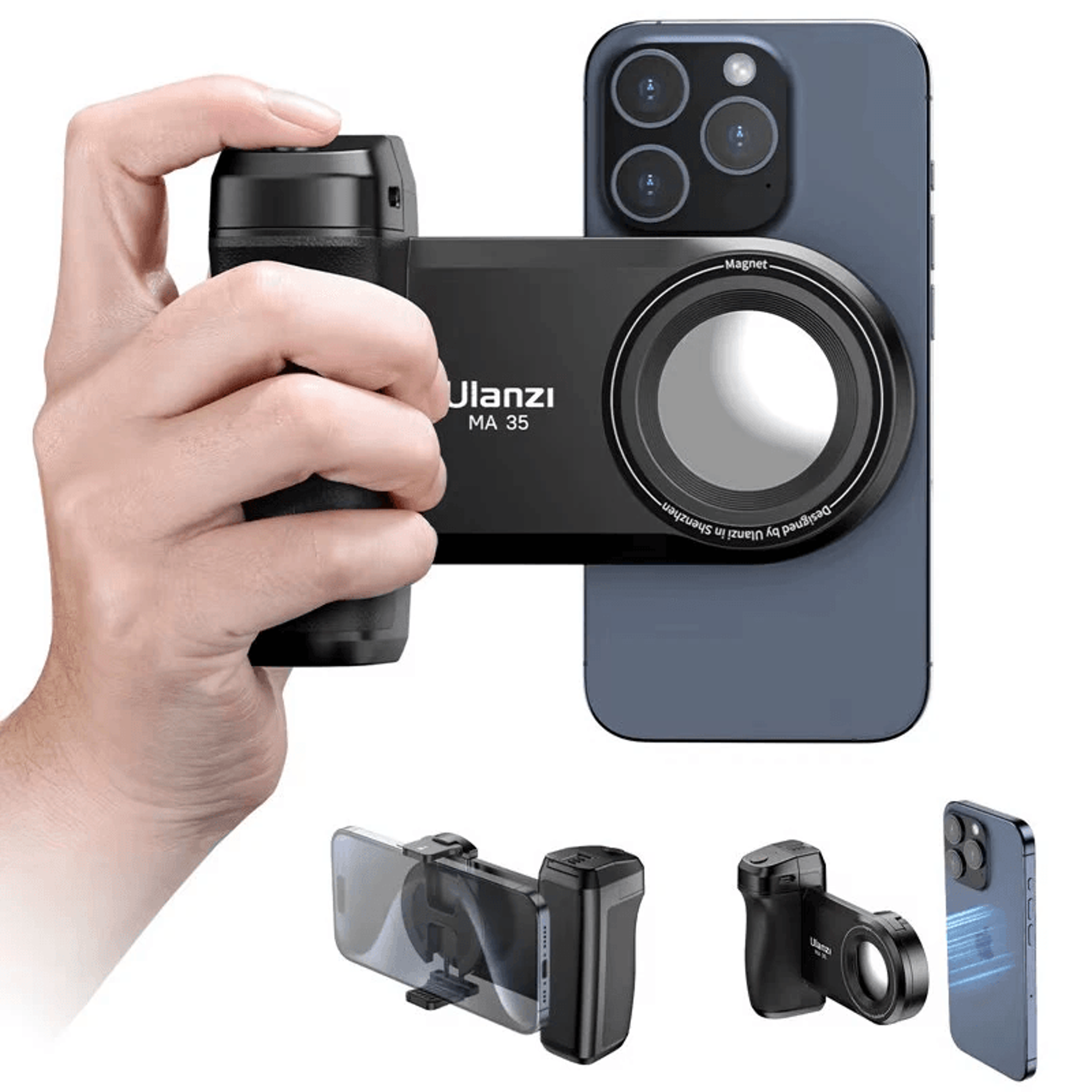 Magnetic Smartphone Camera Grip With Bluetooth Shutter And Adjustable Phone Clamp 1