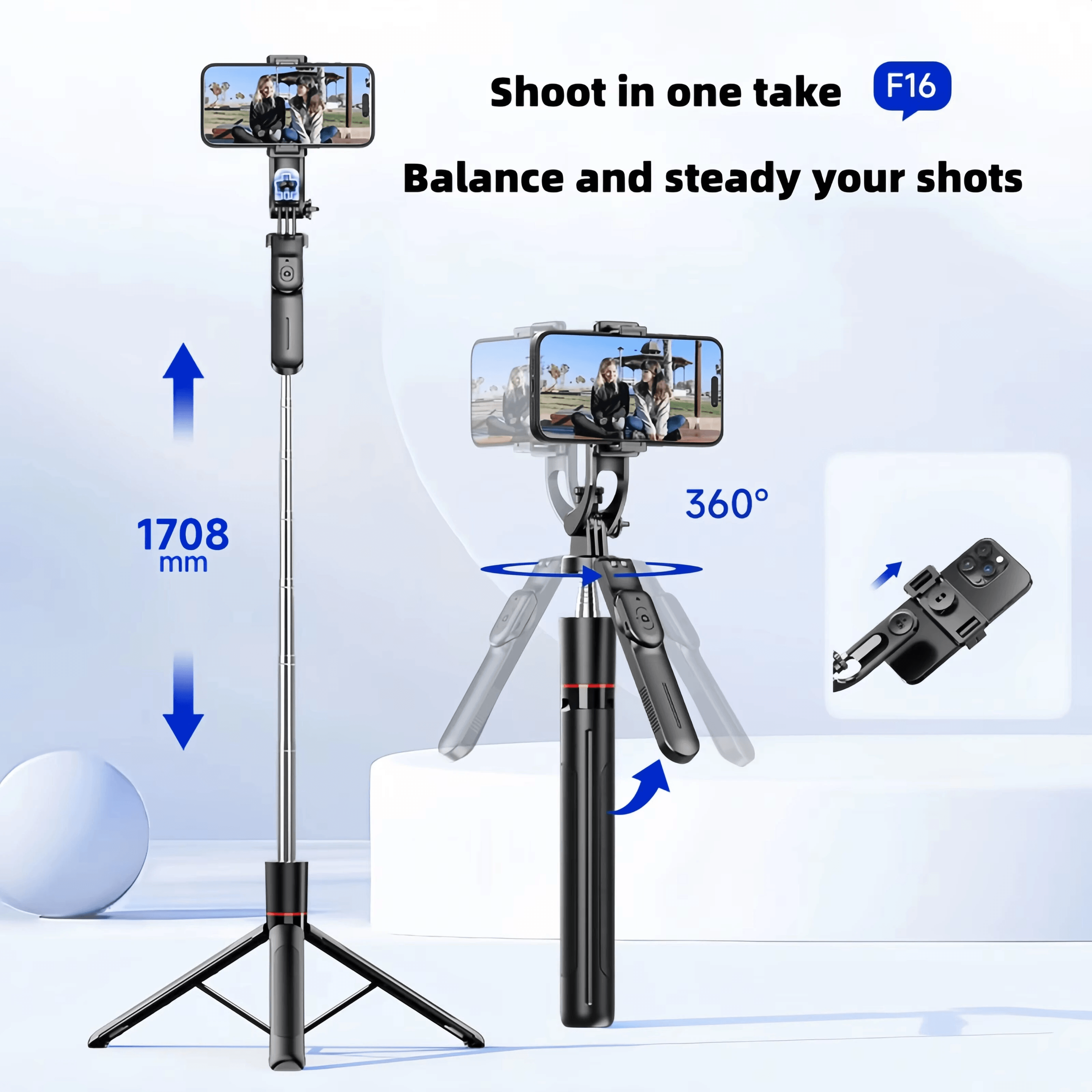 Wireless Selfie Stick Tripod With Detachable Remote And Telescopic Stand 5