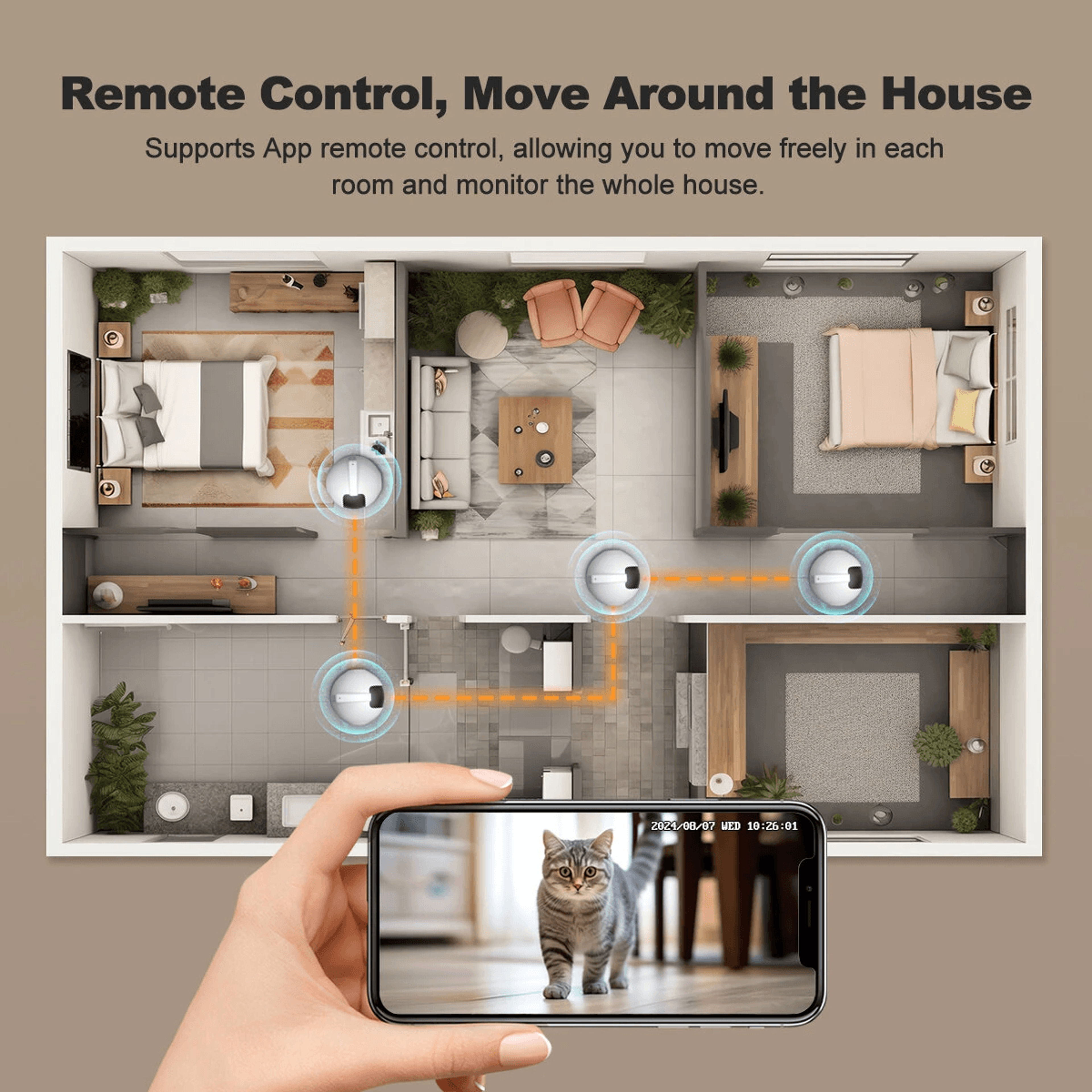 Smart Pet Camera WiFi Mobile Robot With Automatic Recharging And Two Way Audio 5
