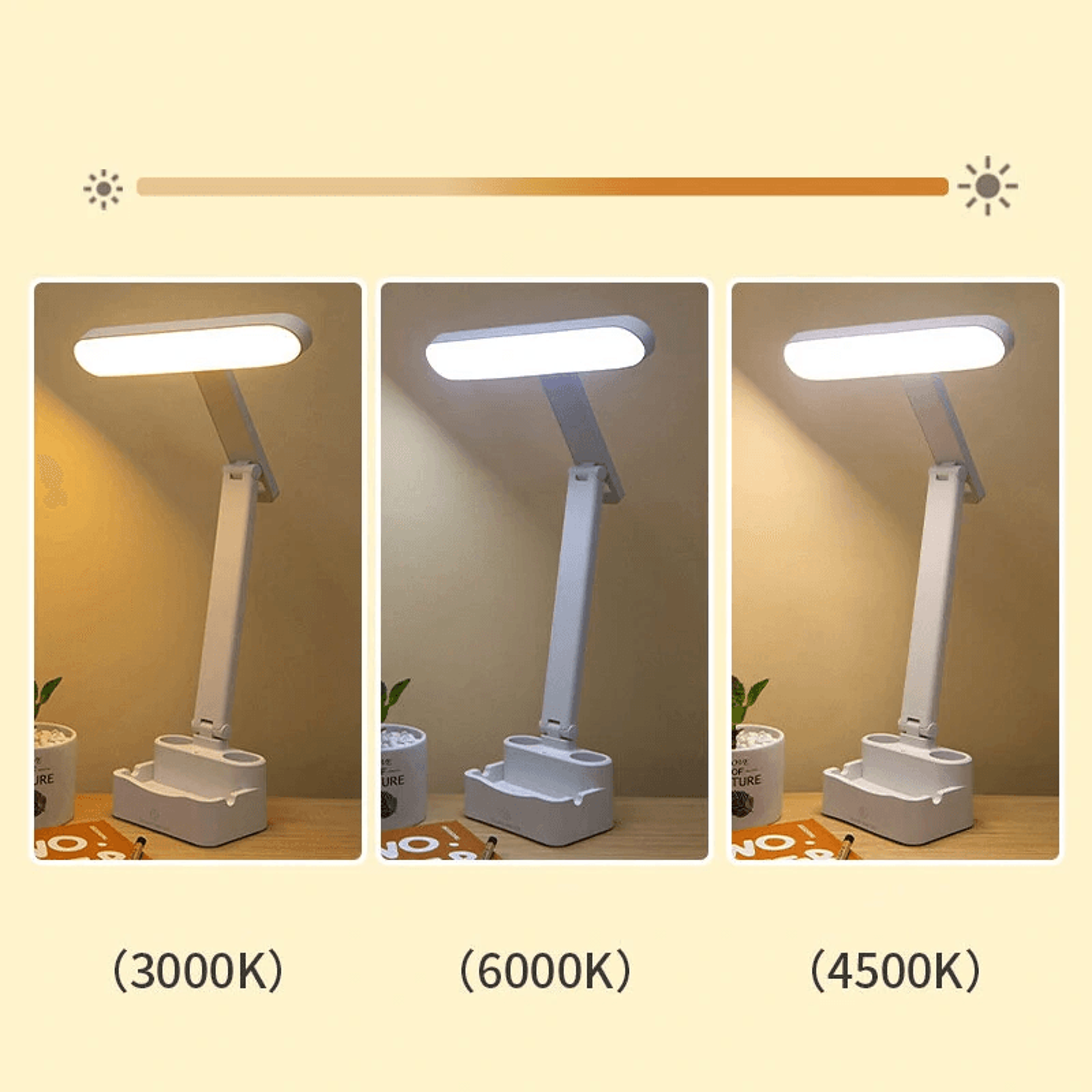 USB LED Desk Lamp With Color Temperatures Adjustable Brightness And Pen Holder 6