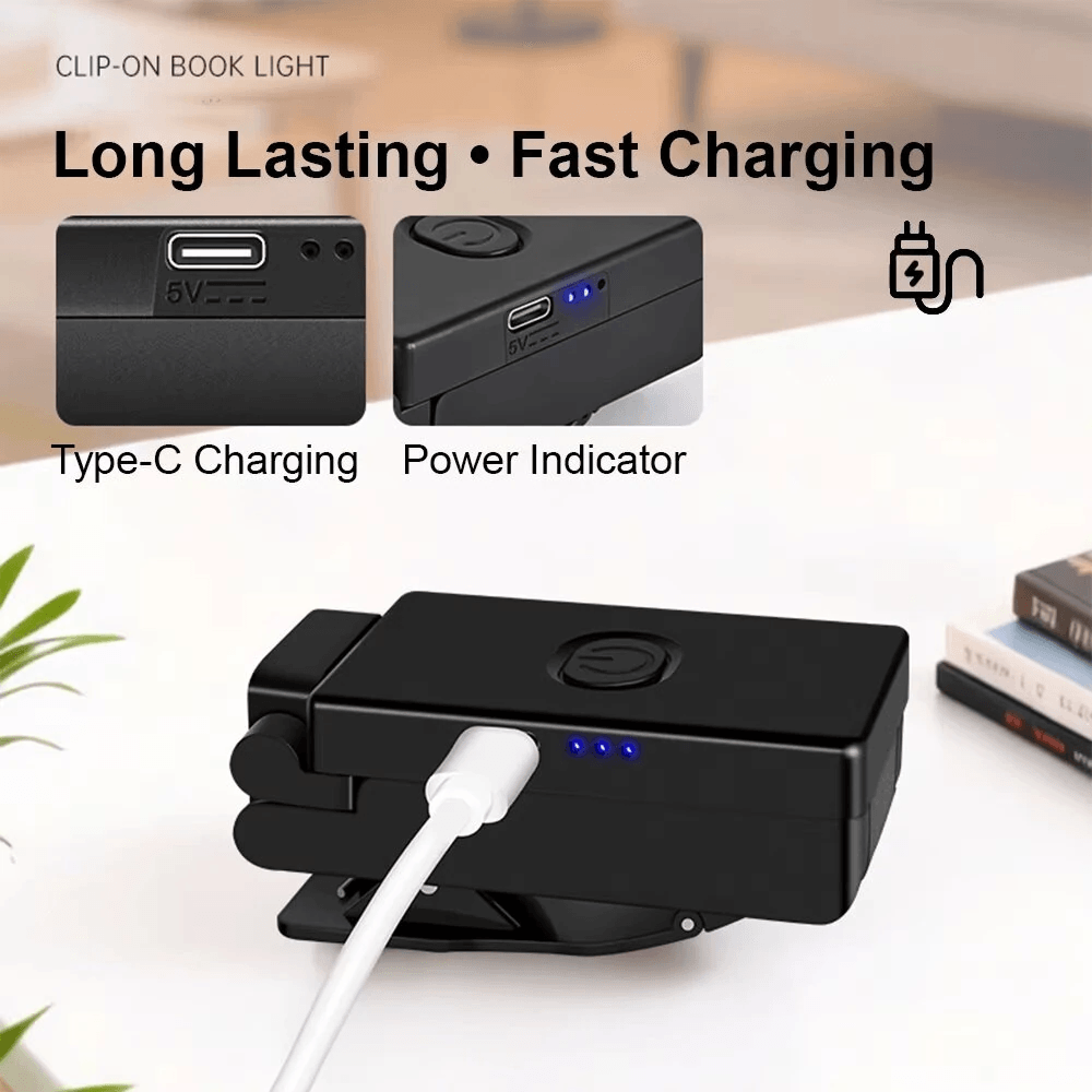 Rechargeable Foldable LED Clip On Reading Light With Color Modes And Stepless Dimming 1