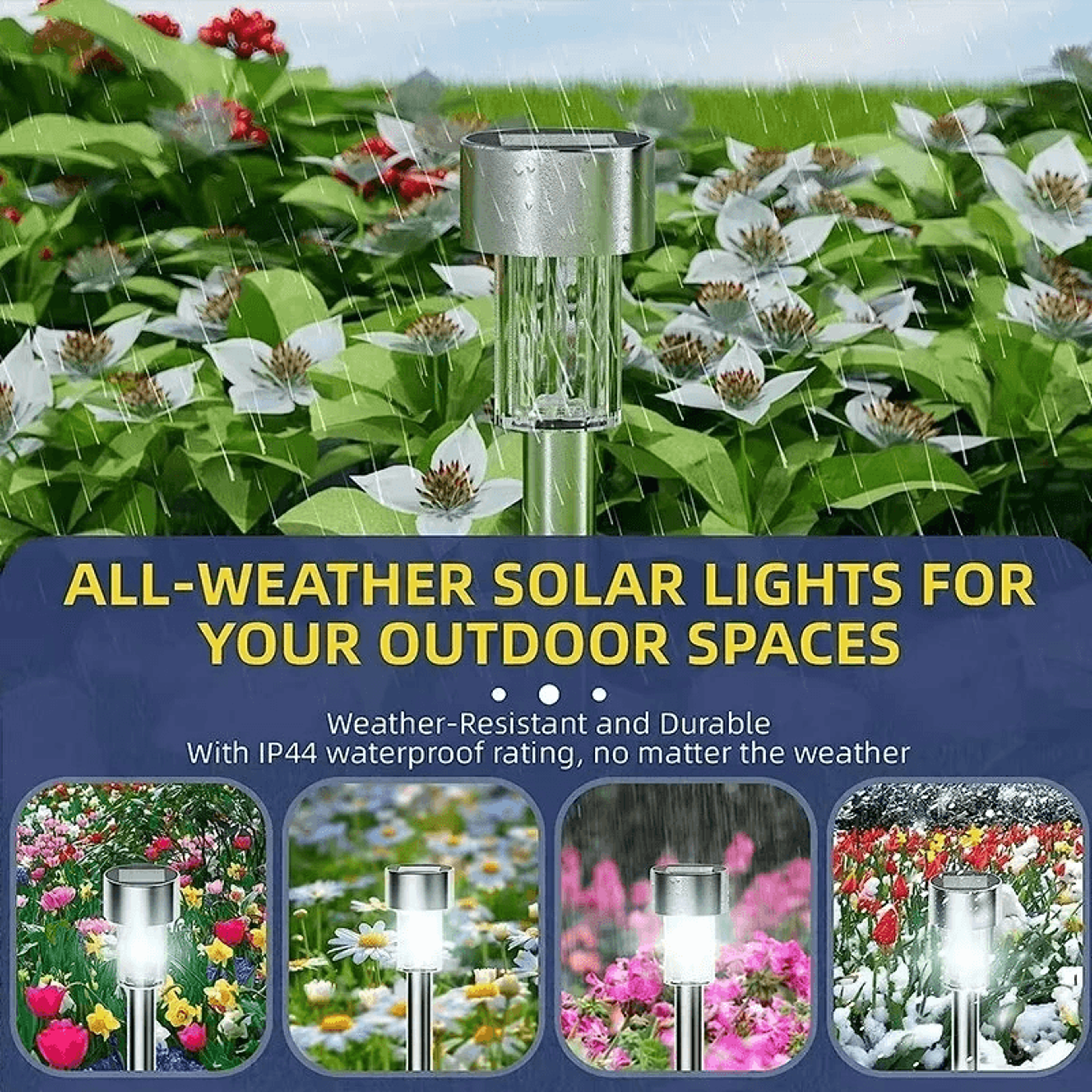 Solar Garden Path Lights Stainless Steel LED Outdoor Landscape Lights 2