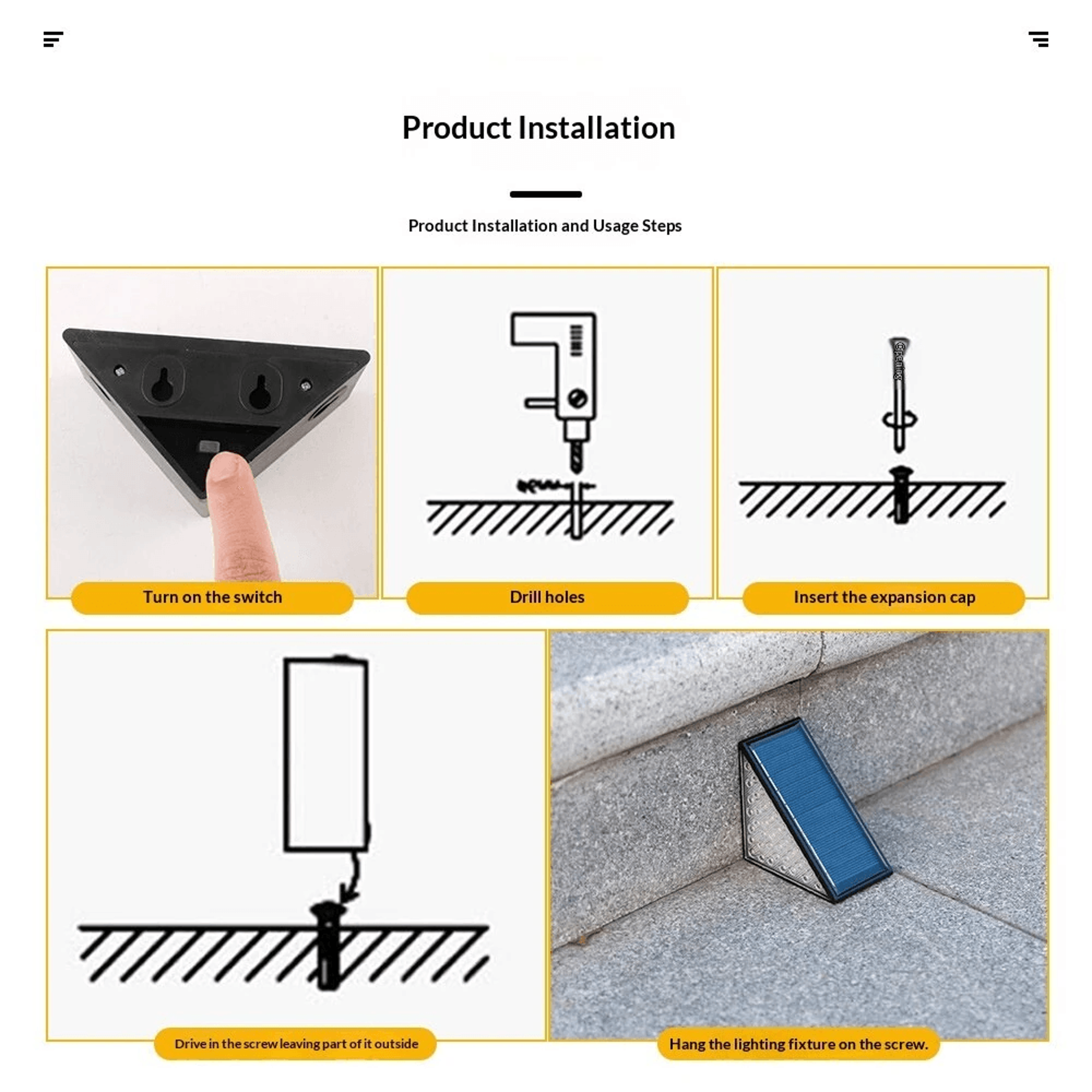 Solar Step Lights LED Waterproof Triangle Outdoor Stair Lights 1
