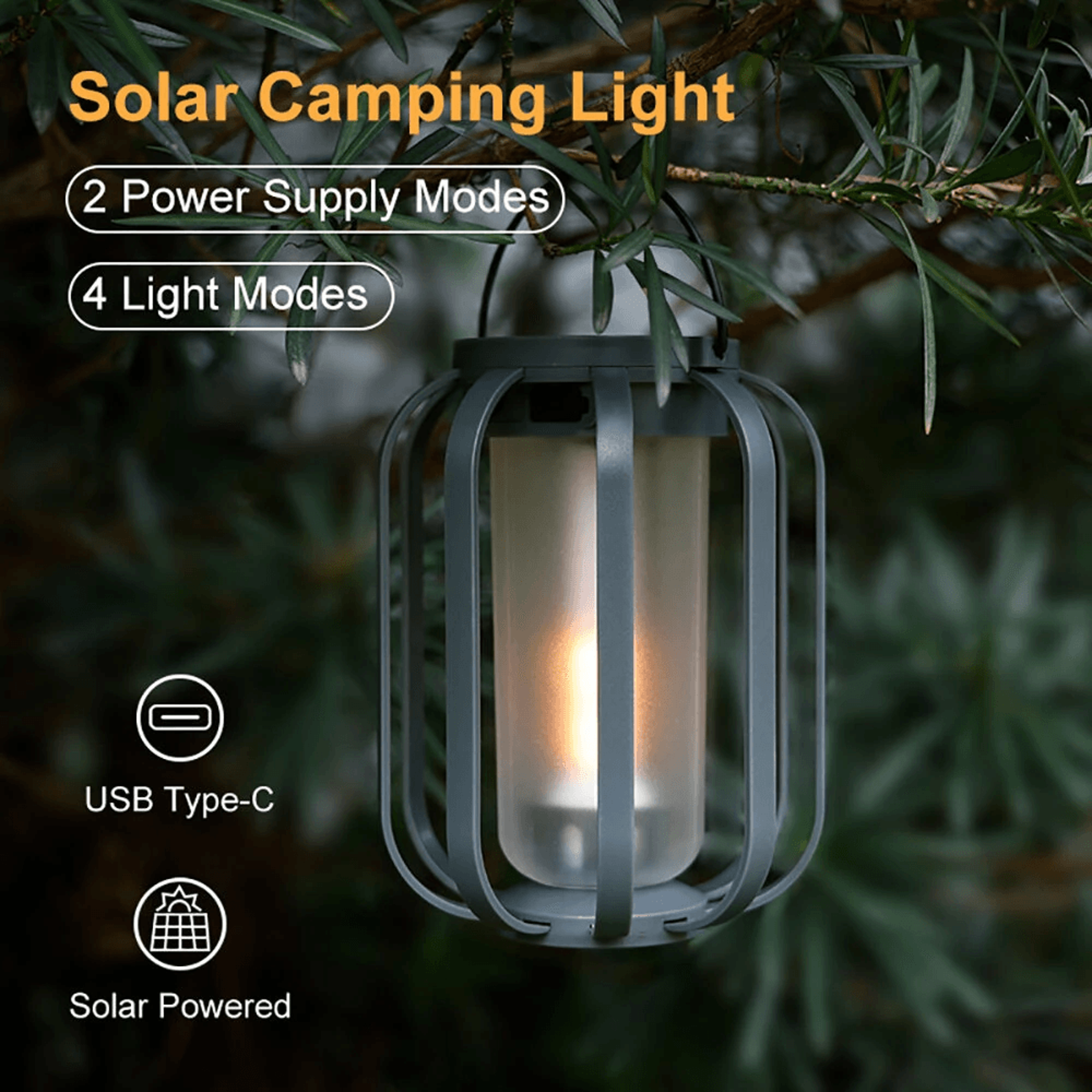 Solar Camping Lantern With USB C Solar Charging And Light Modes 1