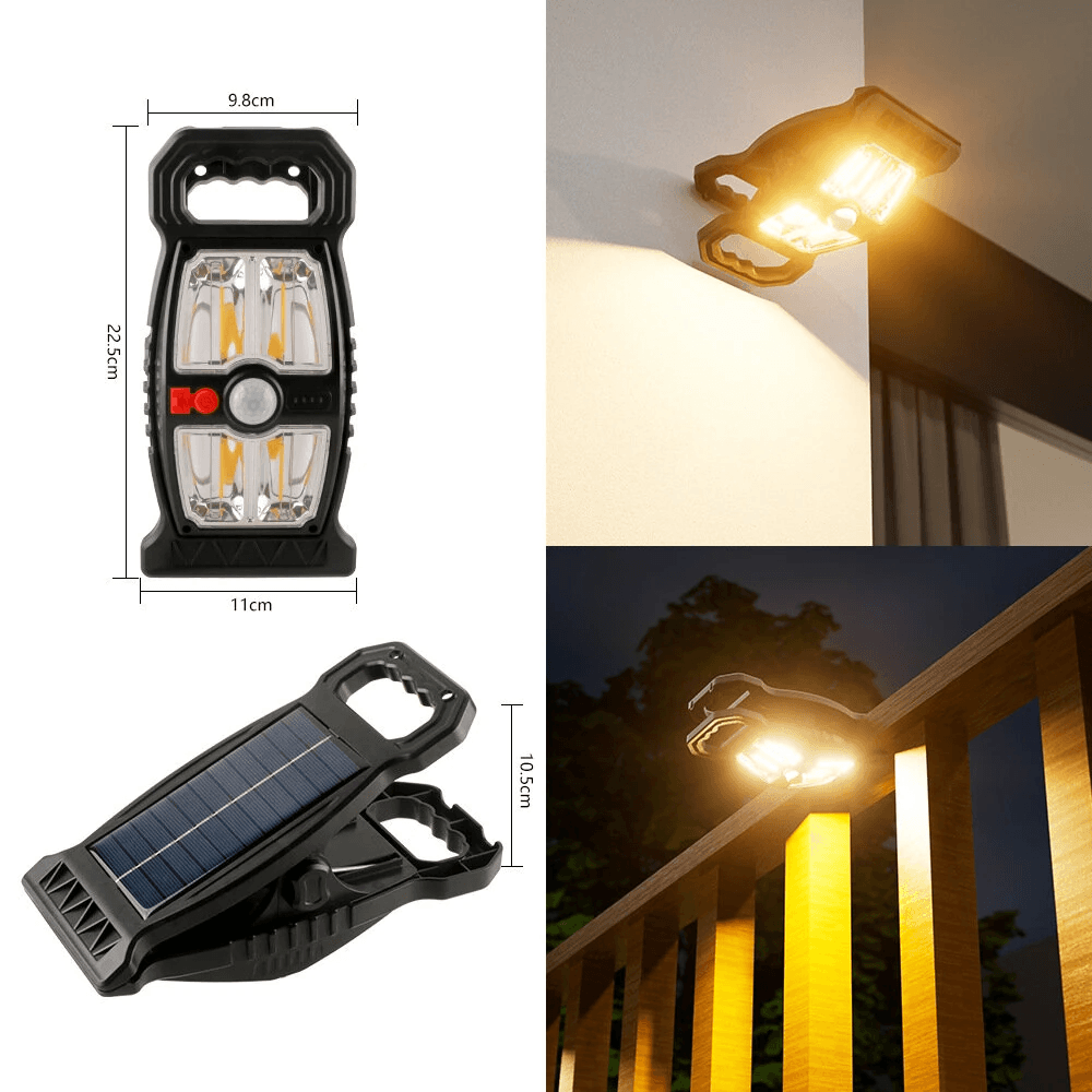 Solar Clip On Light With Motion Sensor Type C Charging And Lighting Modes 8