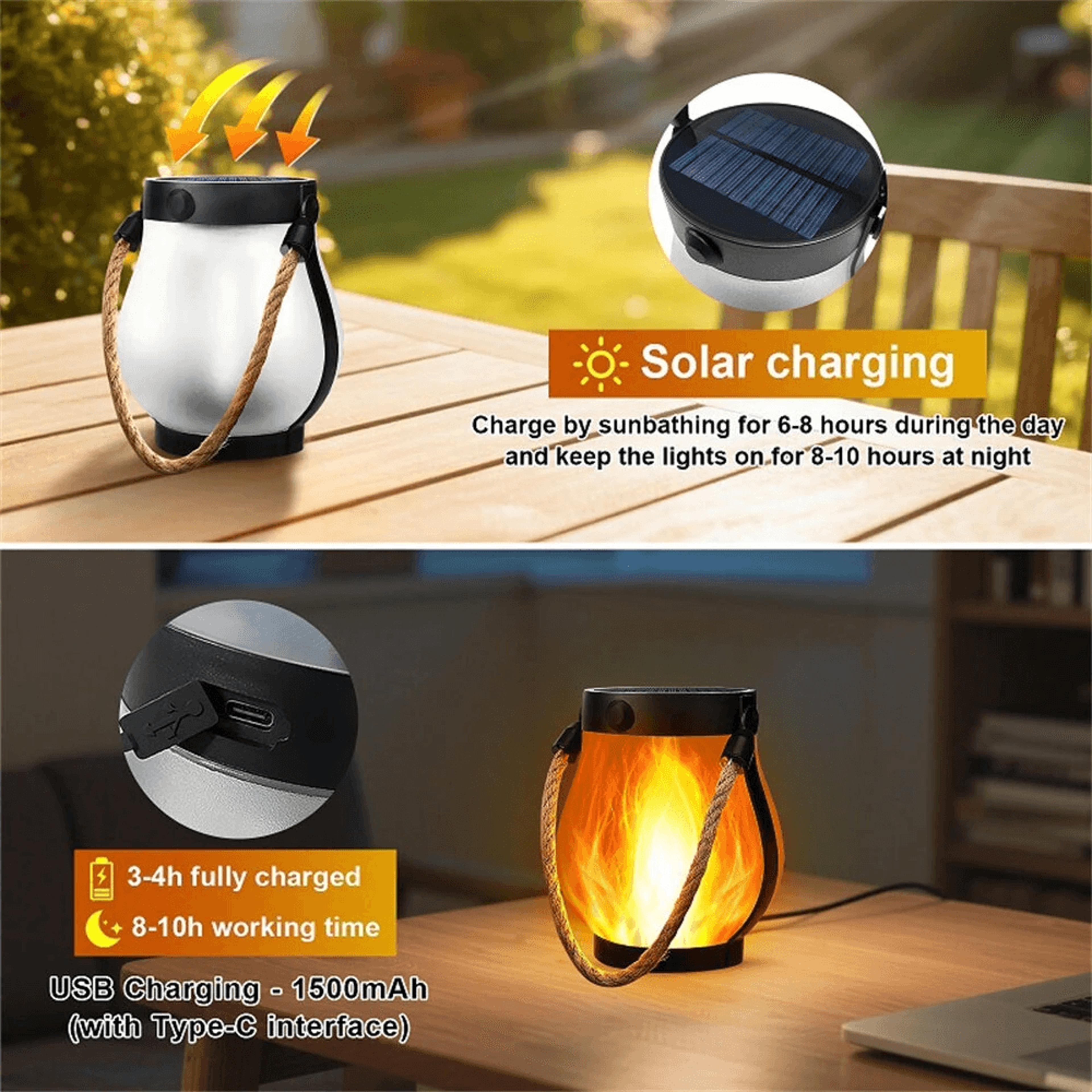 Solar Camping Lantern with USB C Charging Adjustable Brightness and Water Resistant Design – view 6