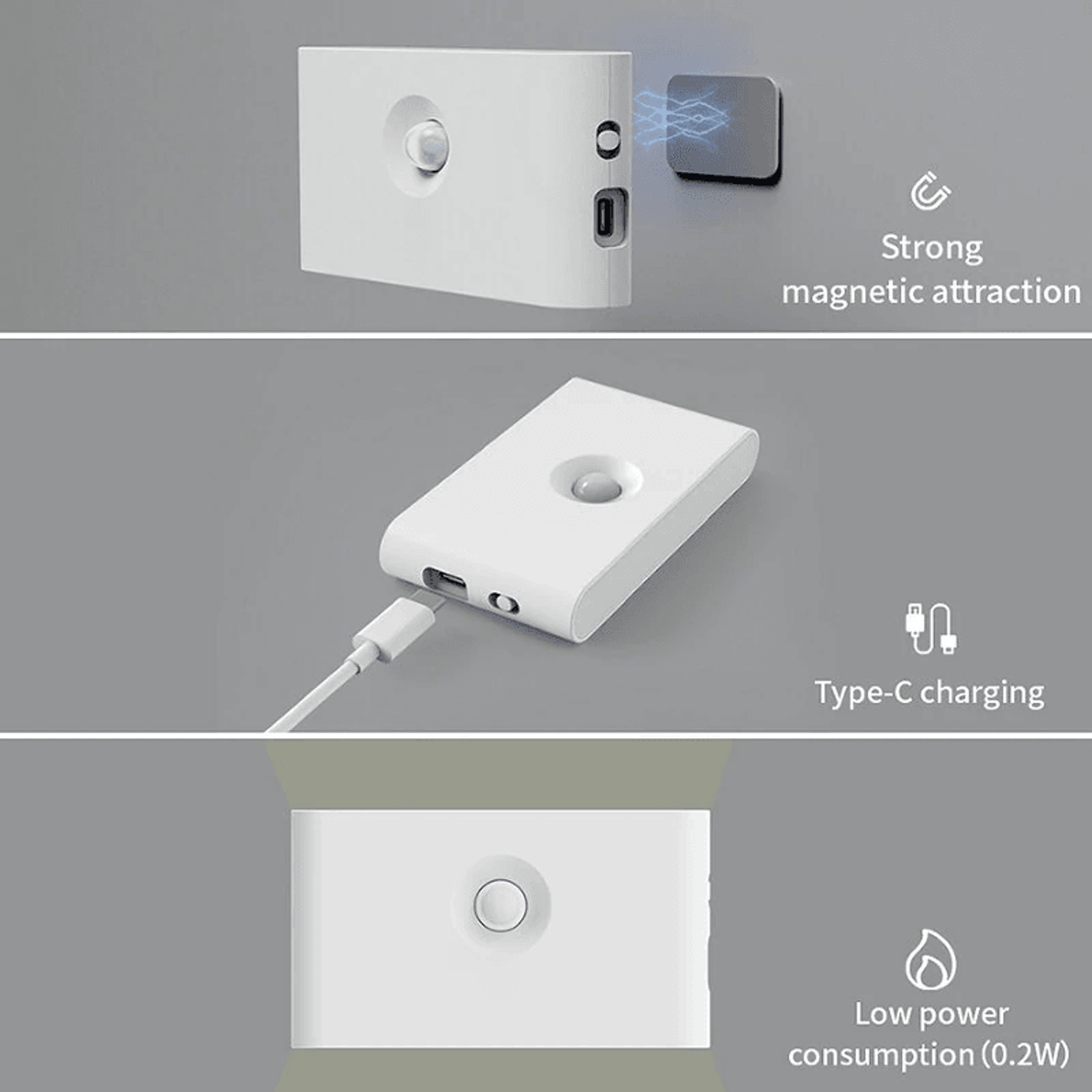 LED Motion Sensor Night Light With USB C Charging And Magnetic Mount 6