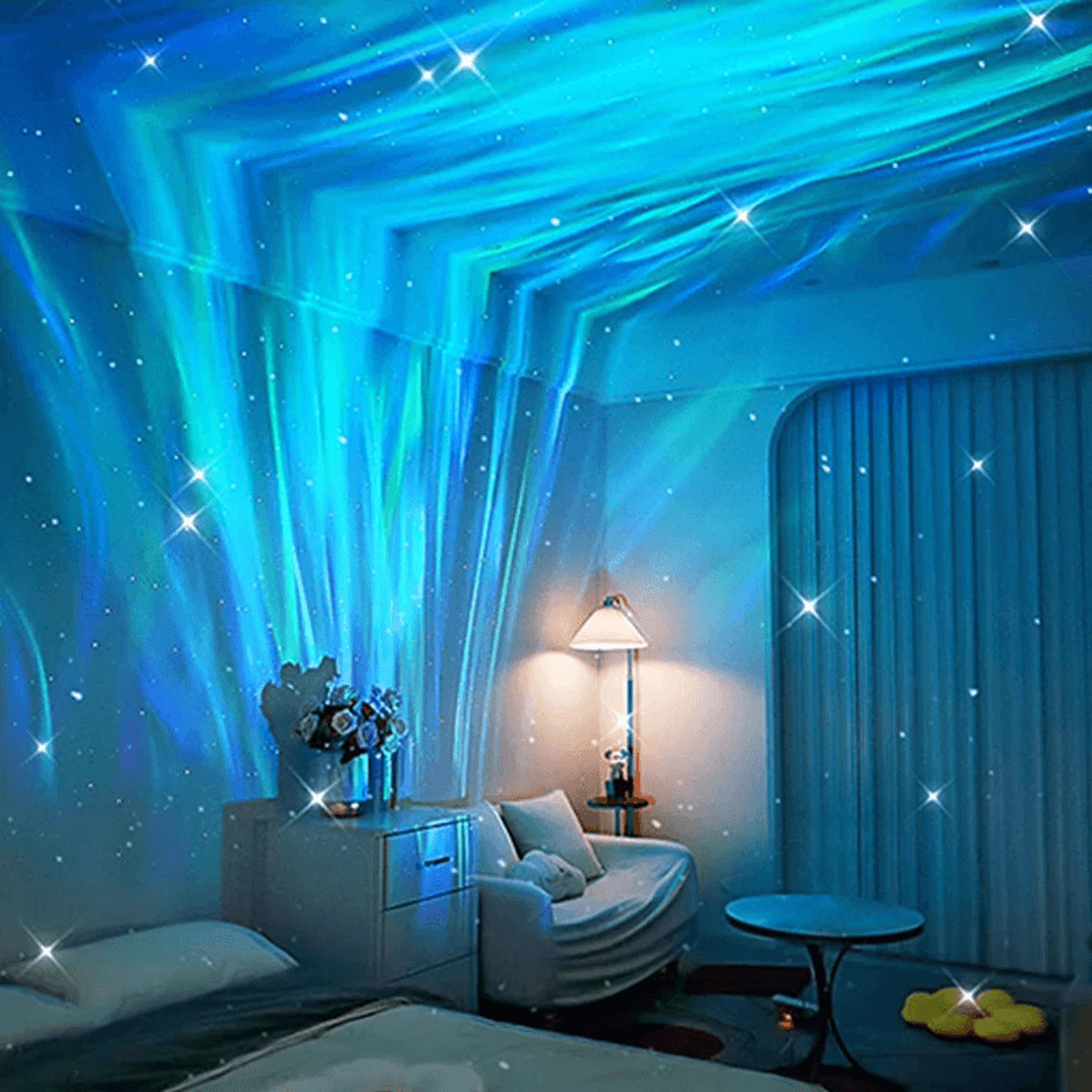 Rechargeable Aurora Star Projector Lamp With Bluetooth Speaker And Remote Control 3