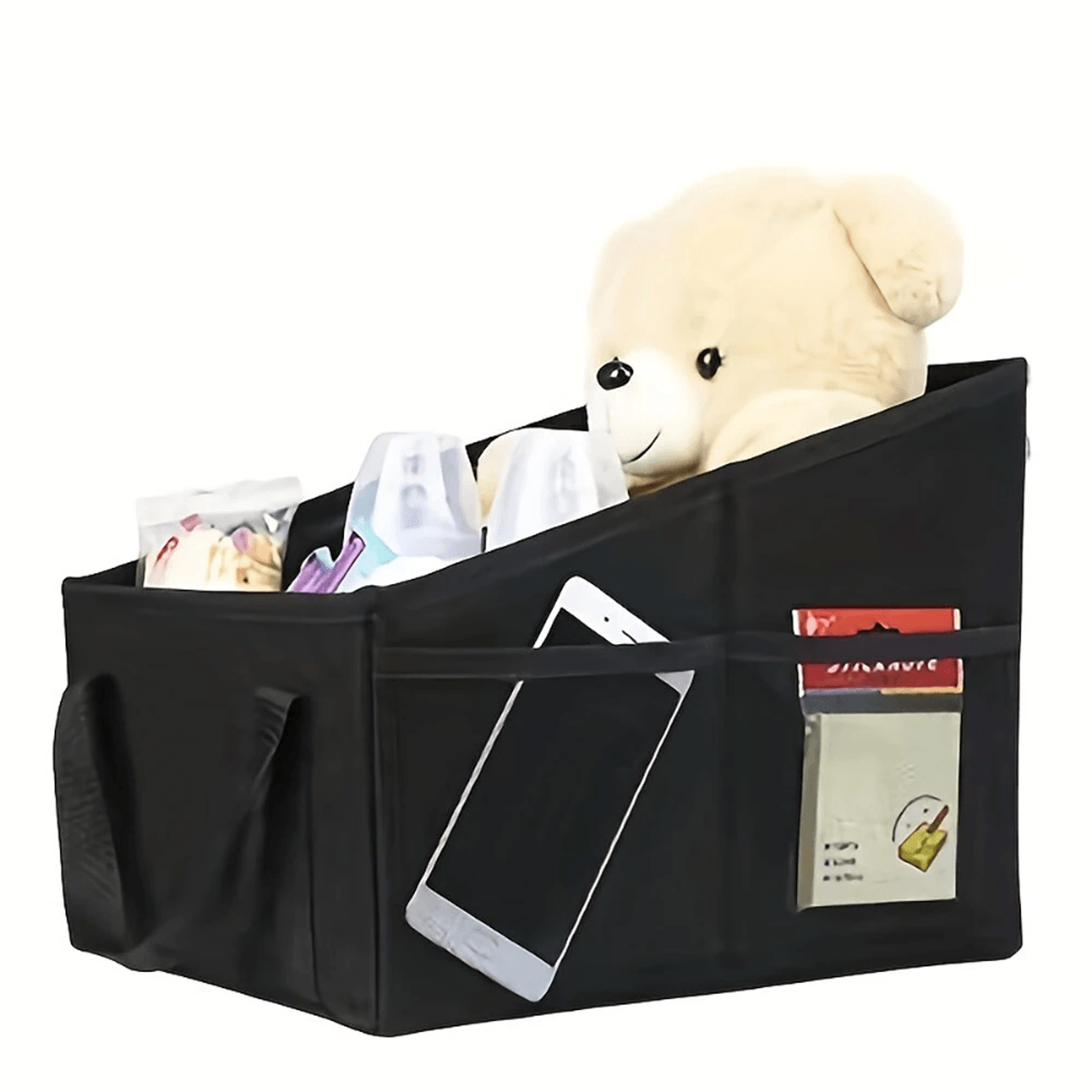 Foldable Car Storage Box With Multi Compartment Design And Carry Handle 0