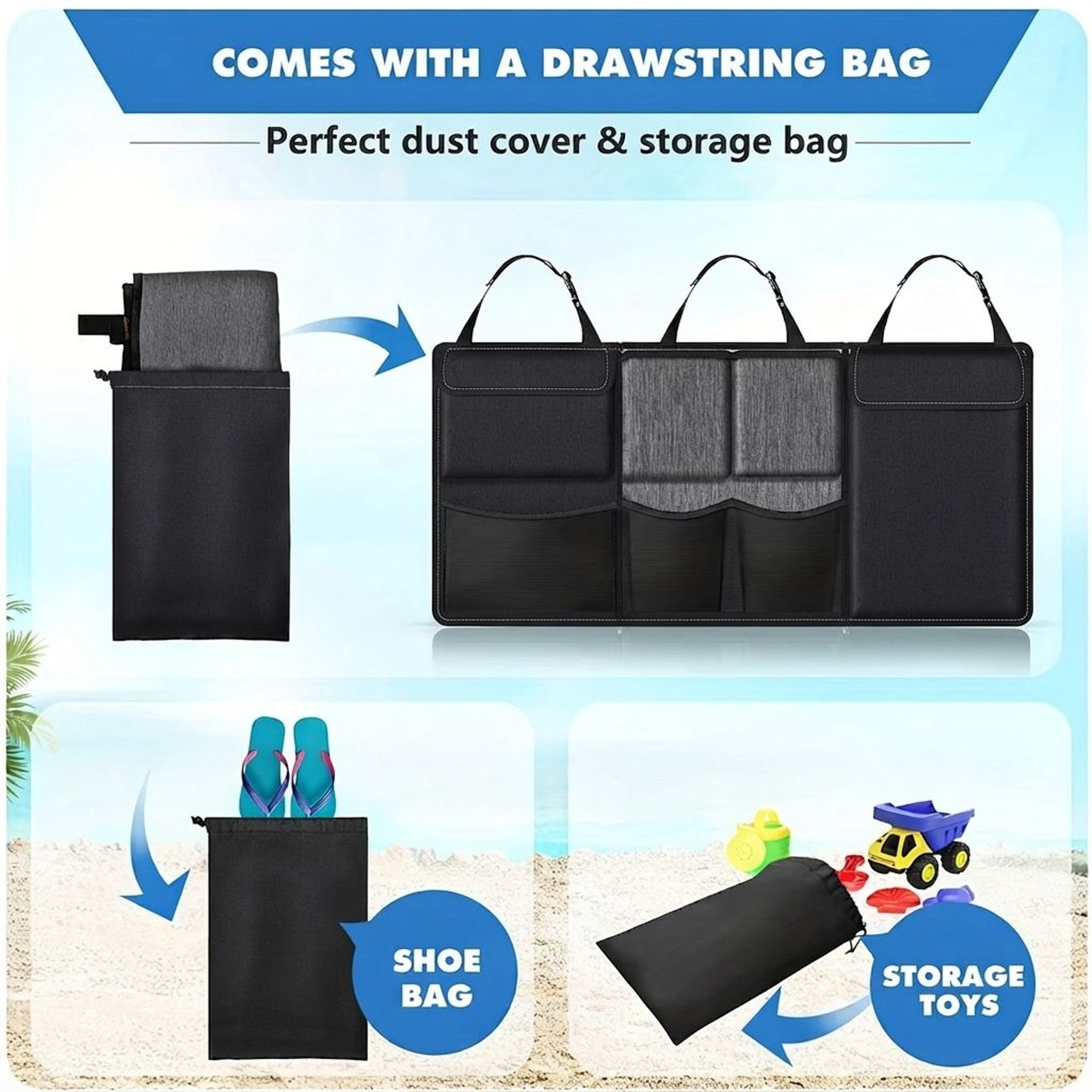 Car Trunk Organizer Hanging Storage Bag With Multiple Pockets Oxford Cloth 1