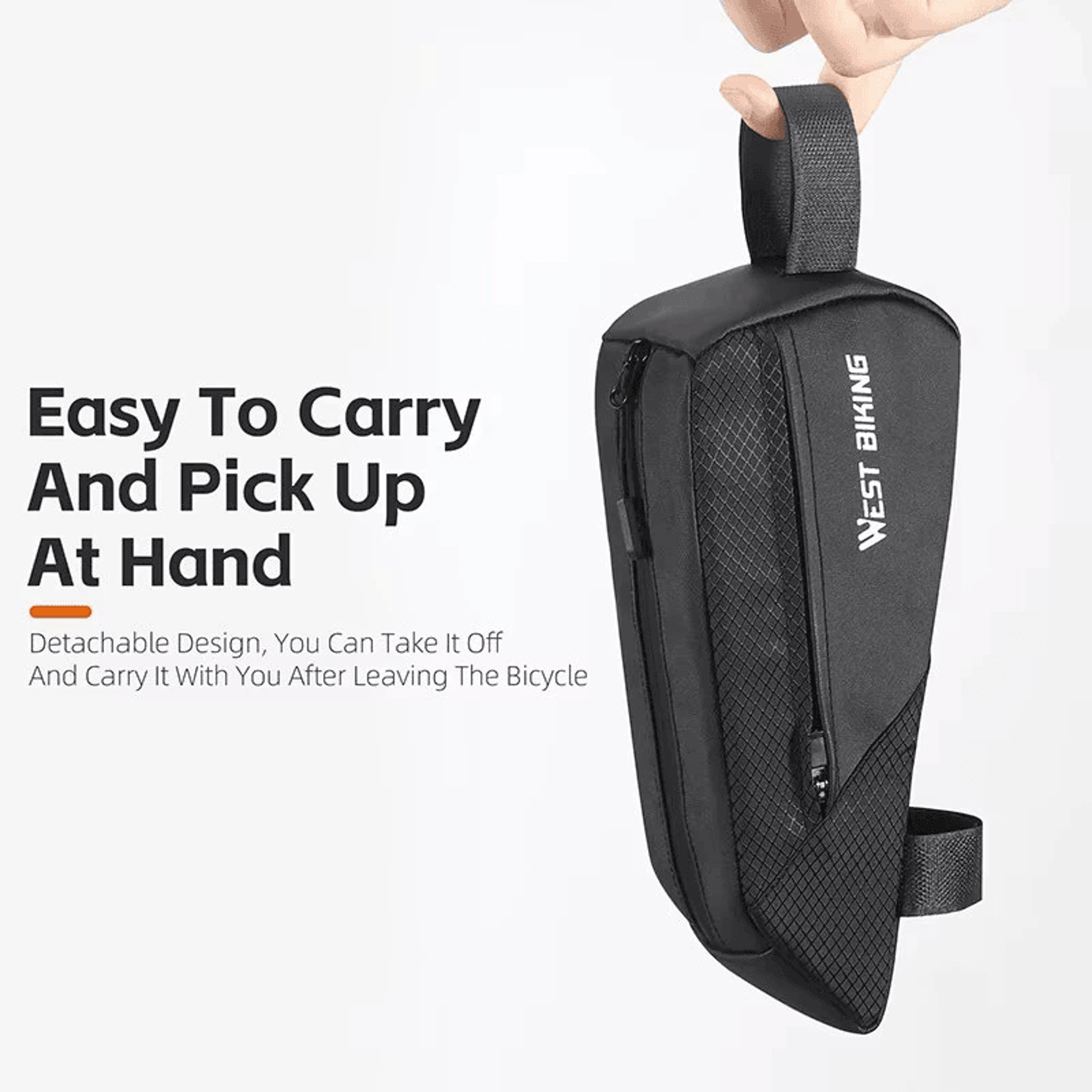 Bicycle Top Tube Bag Narrow Cycling Storage Bag With Hook And Loop Fastening 5