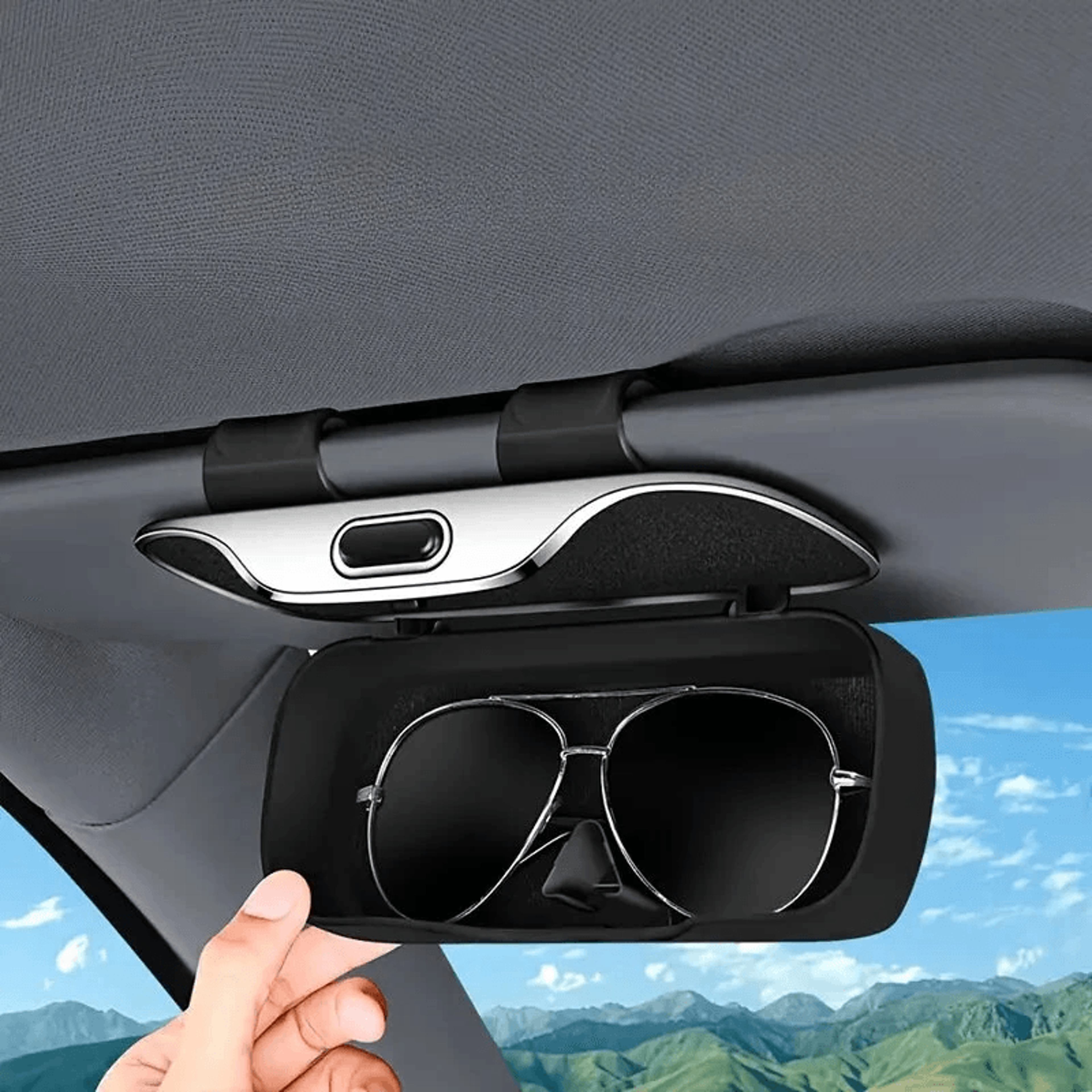 Car Sun Visor Sunglasses Holder Clip On ABS Eyeglass Storage Case 1