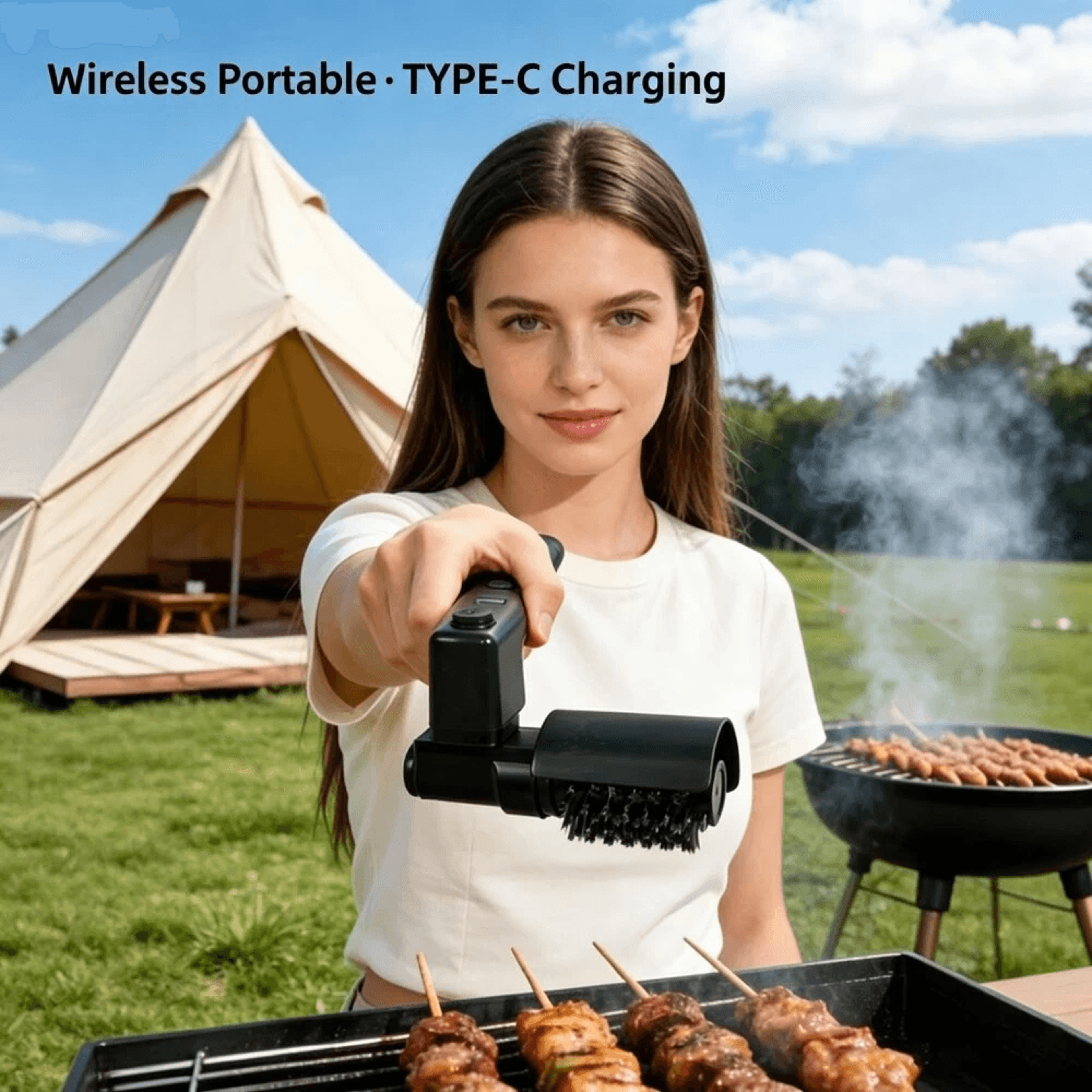 Electric BBQ Grill Cleaning Brush With LCD Display Adjustable Degree Head Type C Charging 2