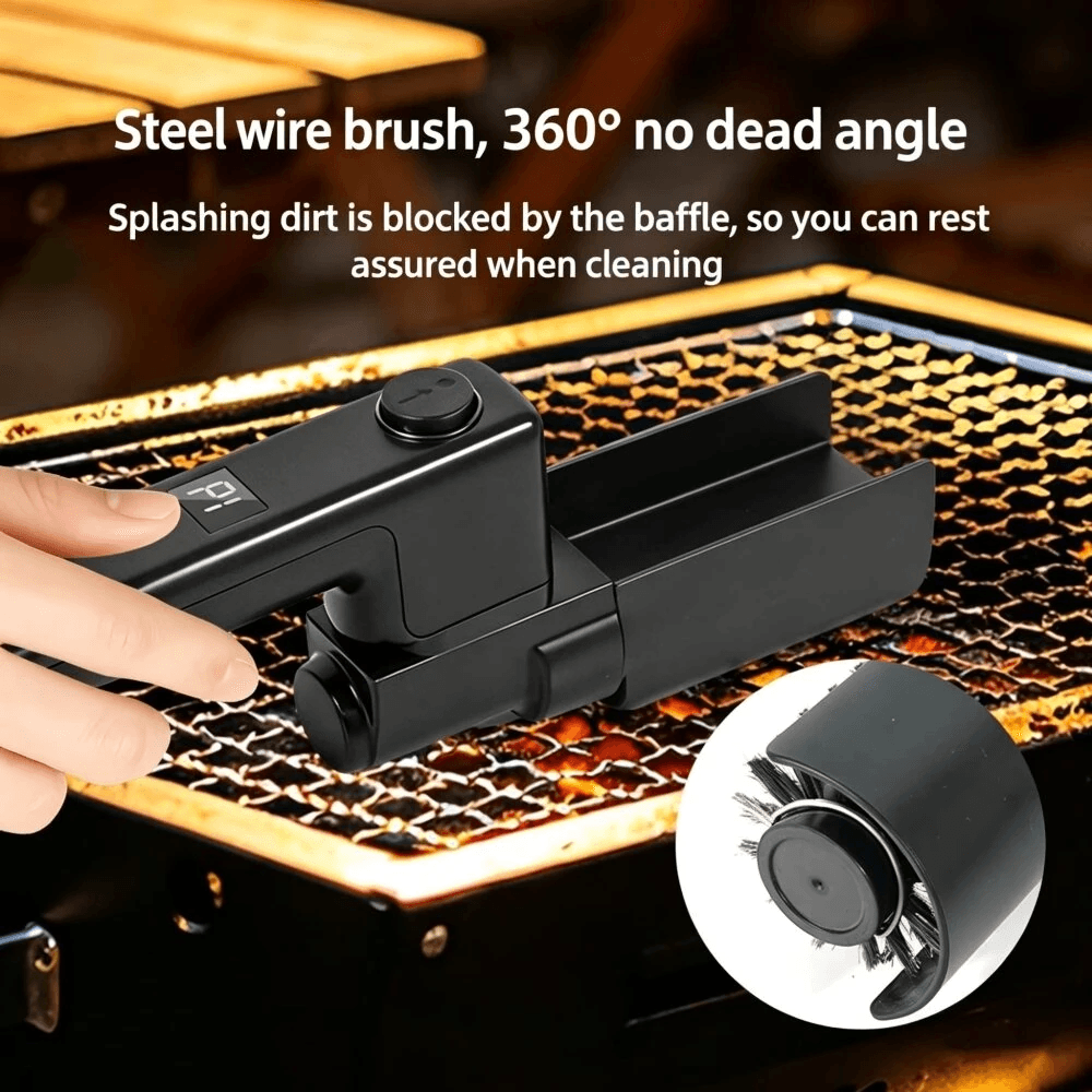 Electric BBQ Grill Cleaning Brush With LCD Display Adjustable Degree Head Type C Charging 4