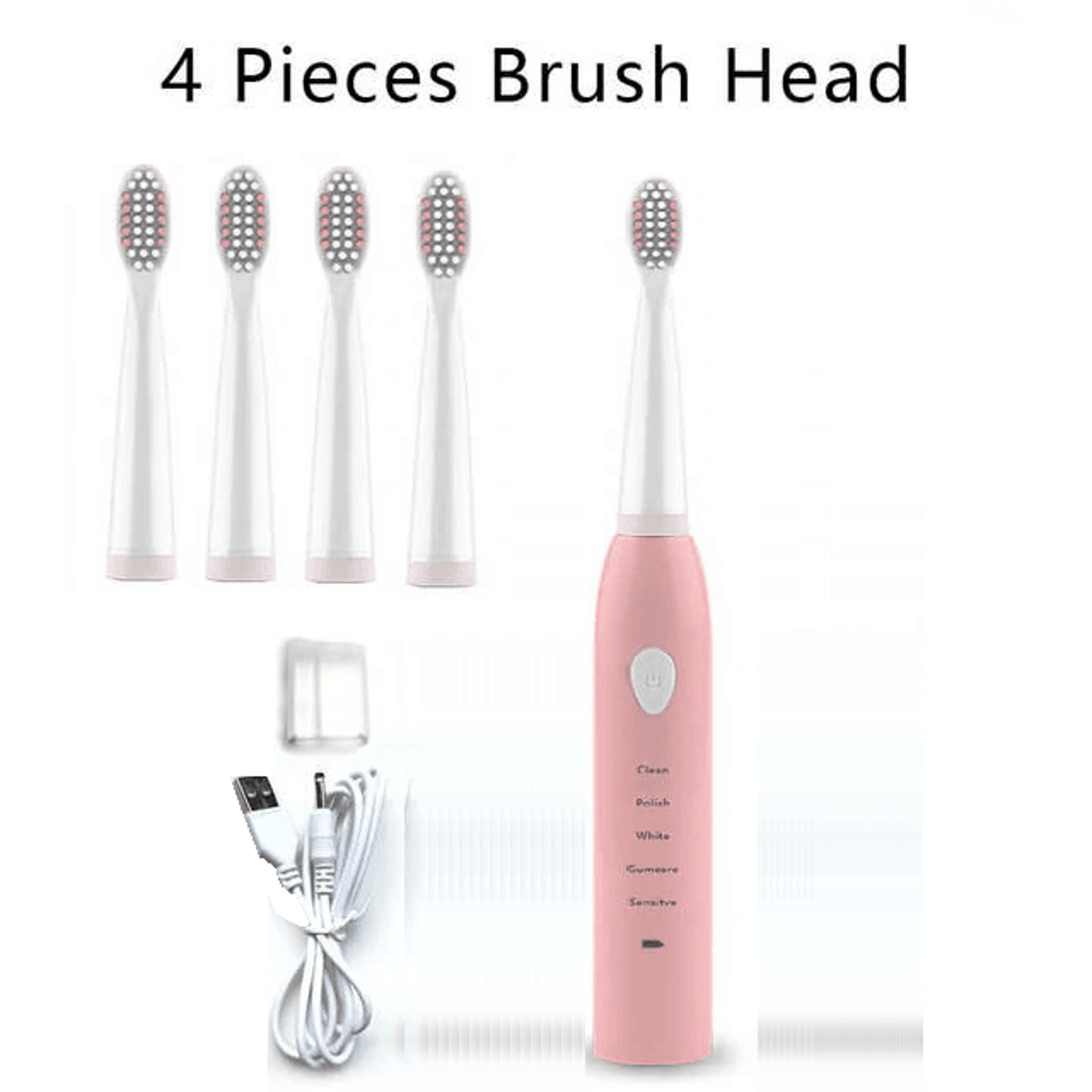USB Rechargeable Sonic Electric Toothbrush With Cleaning Modes And Brush Heads 6