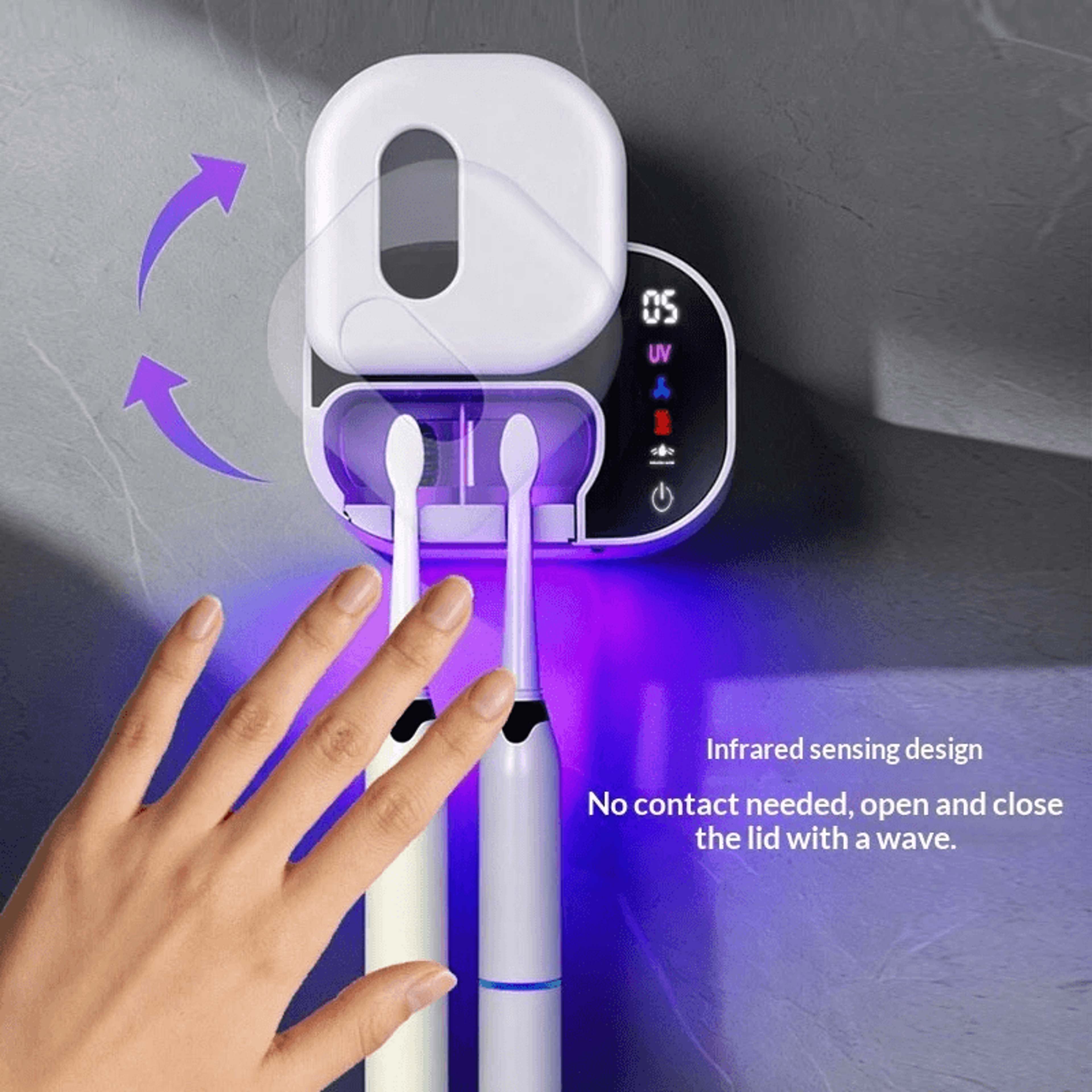 UVC Toothbrush Sterilizer With Heating Drying Infrared Sensor And LED Display 5
