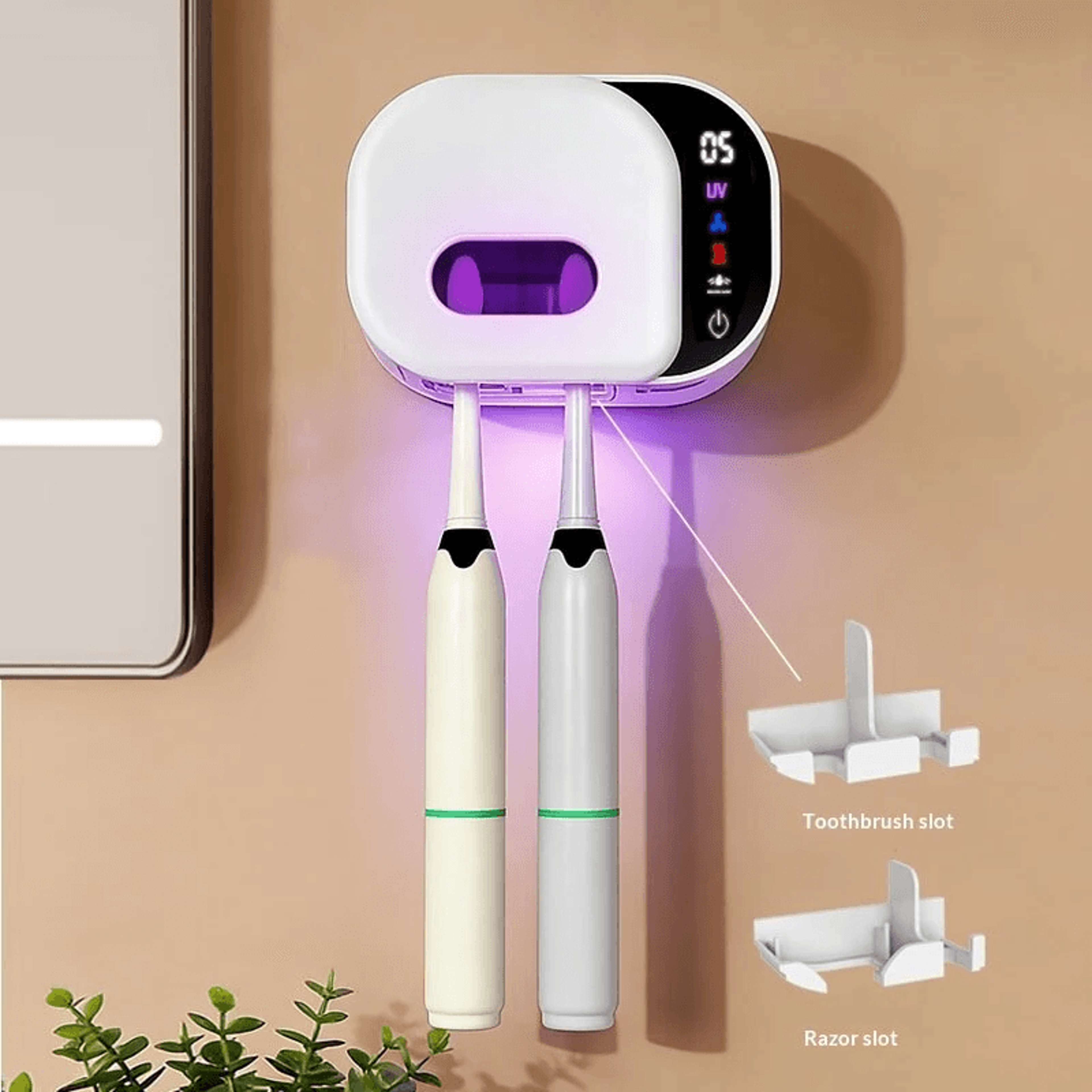UVC Toothbrush Sterilizer With Heating Drying Infrared Sensor And LED Display 3