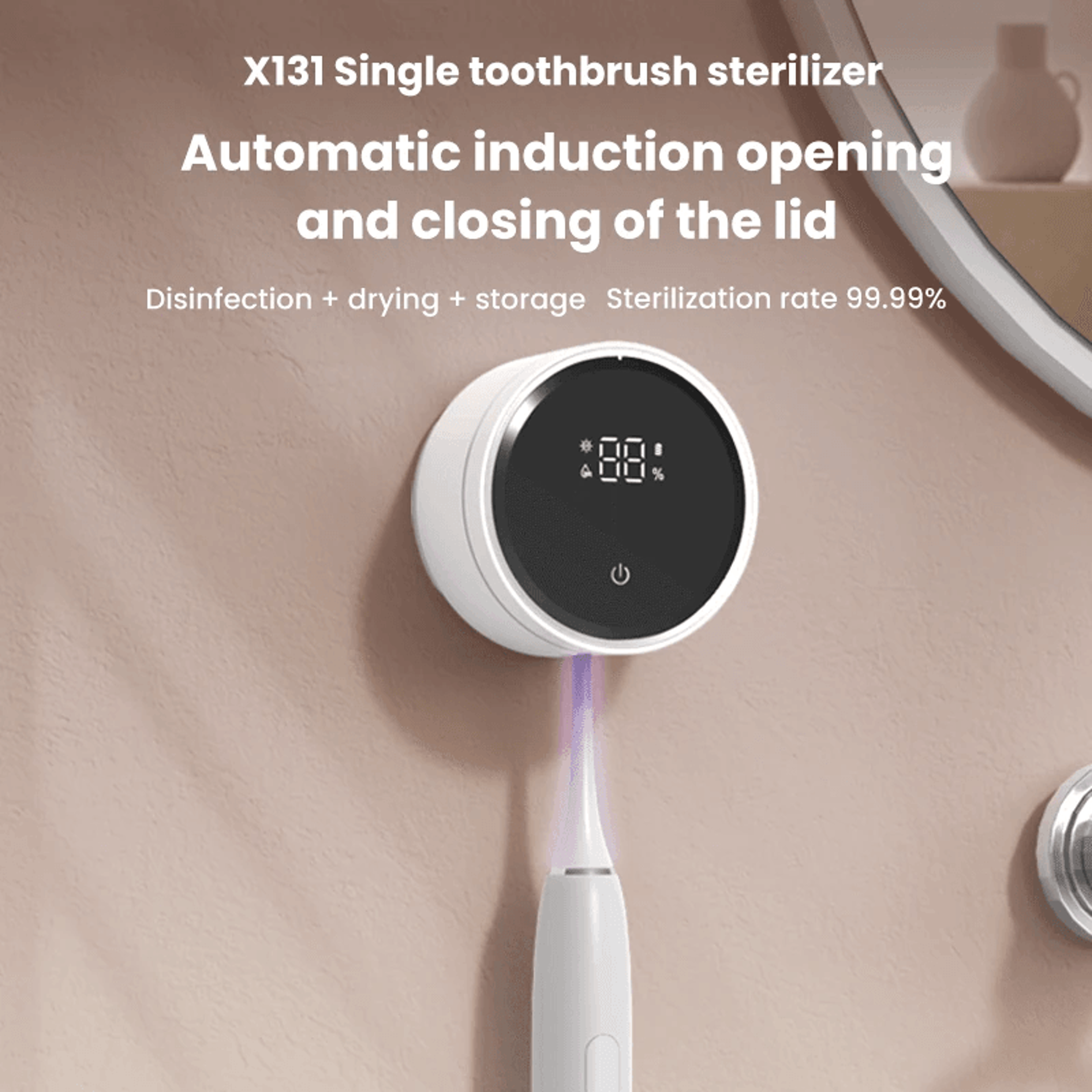 Wall Mounted UV Toothbrush Sterilizer With Automatic Sensor Drying And LED Display 5