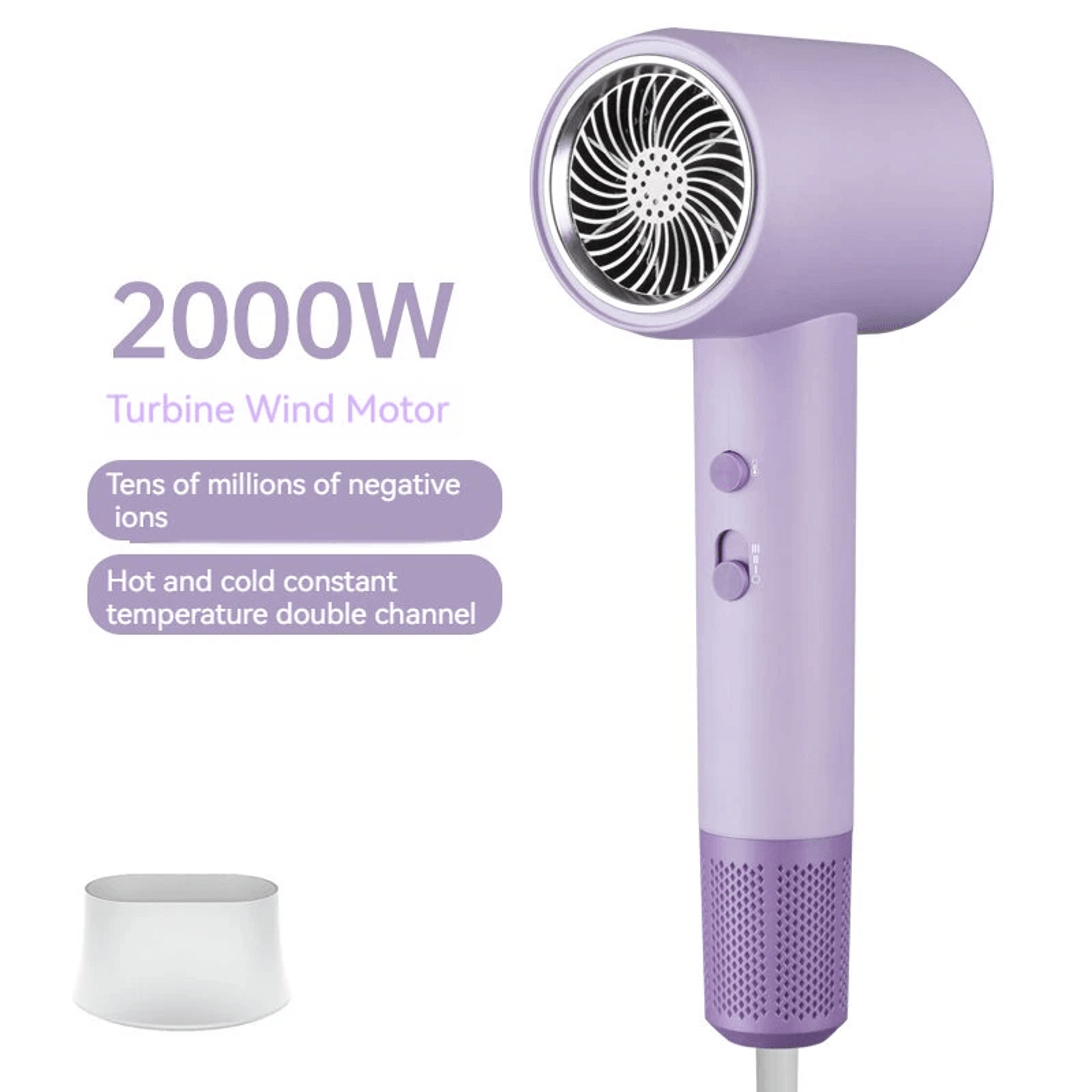 Hair Dryer With Heat Levels Dual Switches And Rotating Nozzle 8