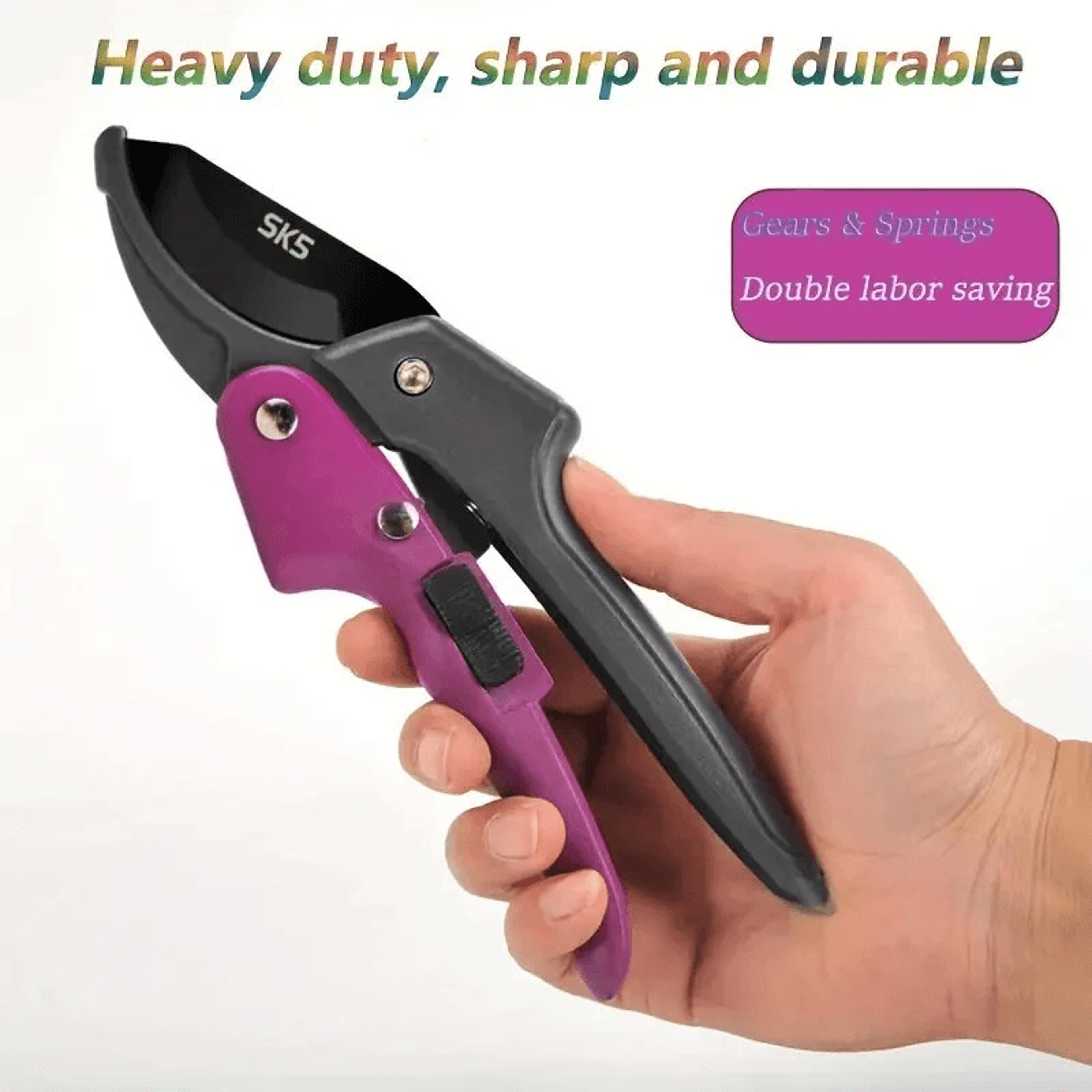 Stainless Steel Pruning Shears With Ambidextrous Ergonomic Grip 5
