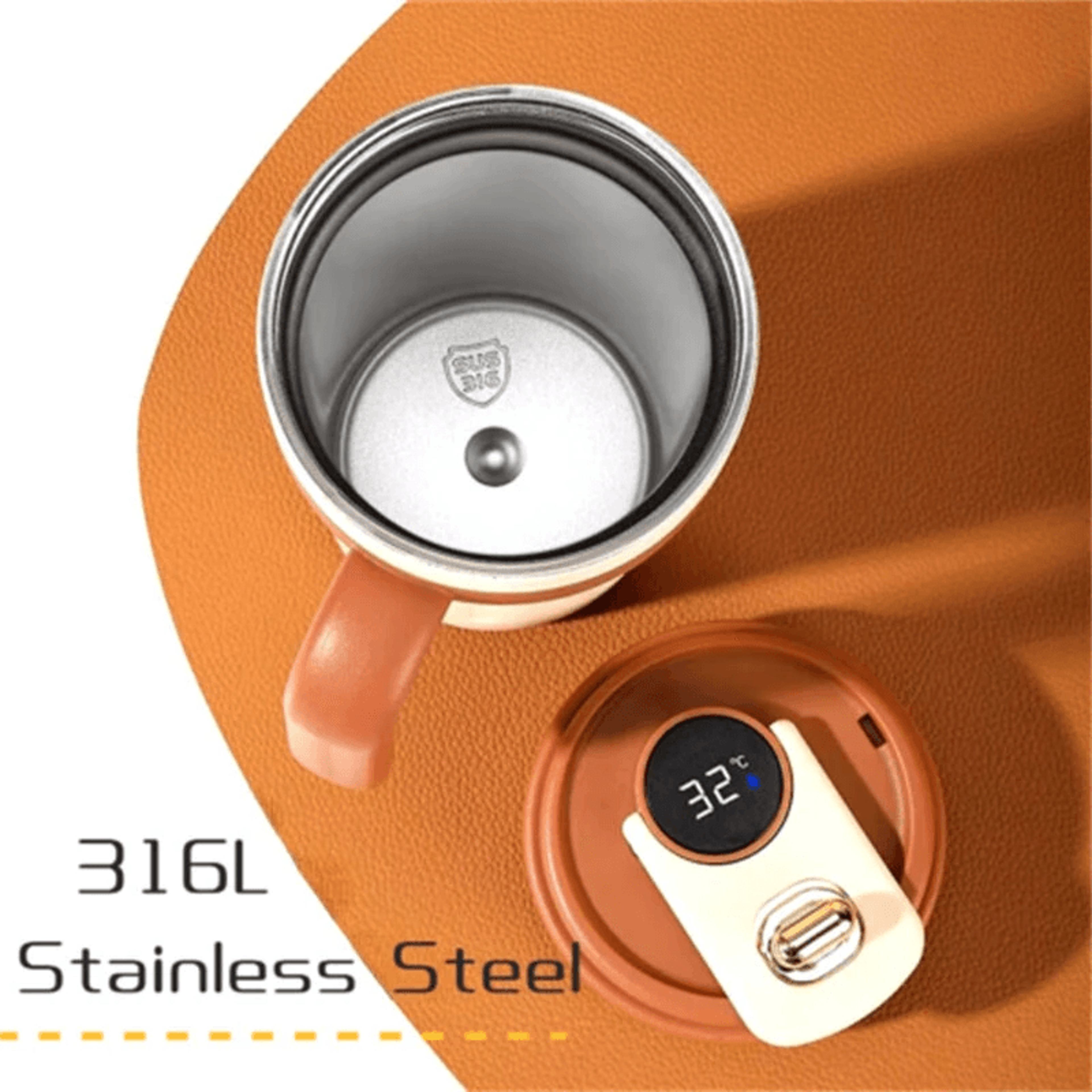 Smart Stainless Steel Insulation Cup With LED Temperature Display And Handle 4
