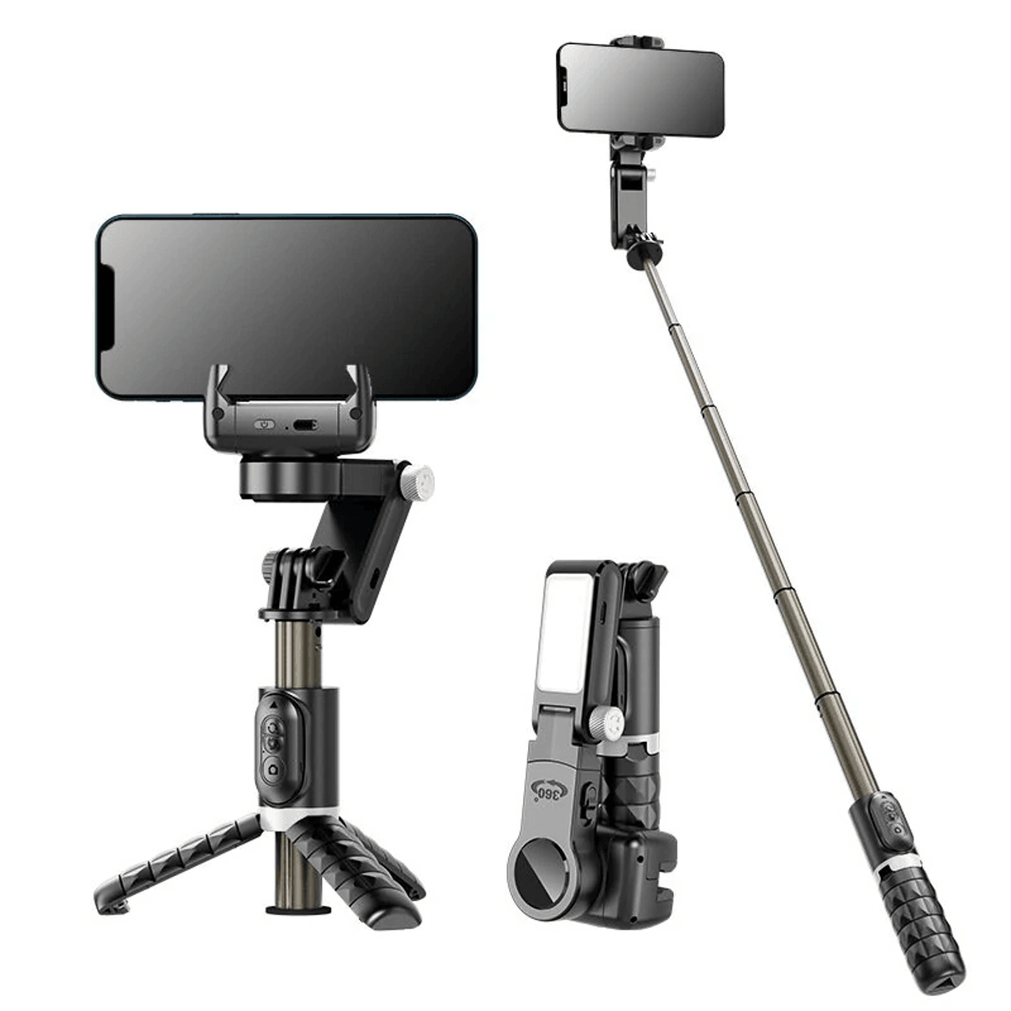 Bluetooth Mobile Phone Gimbal Stabilizer And Selfie Stick With Fill Light 0