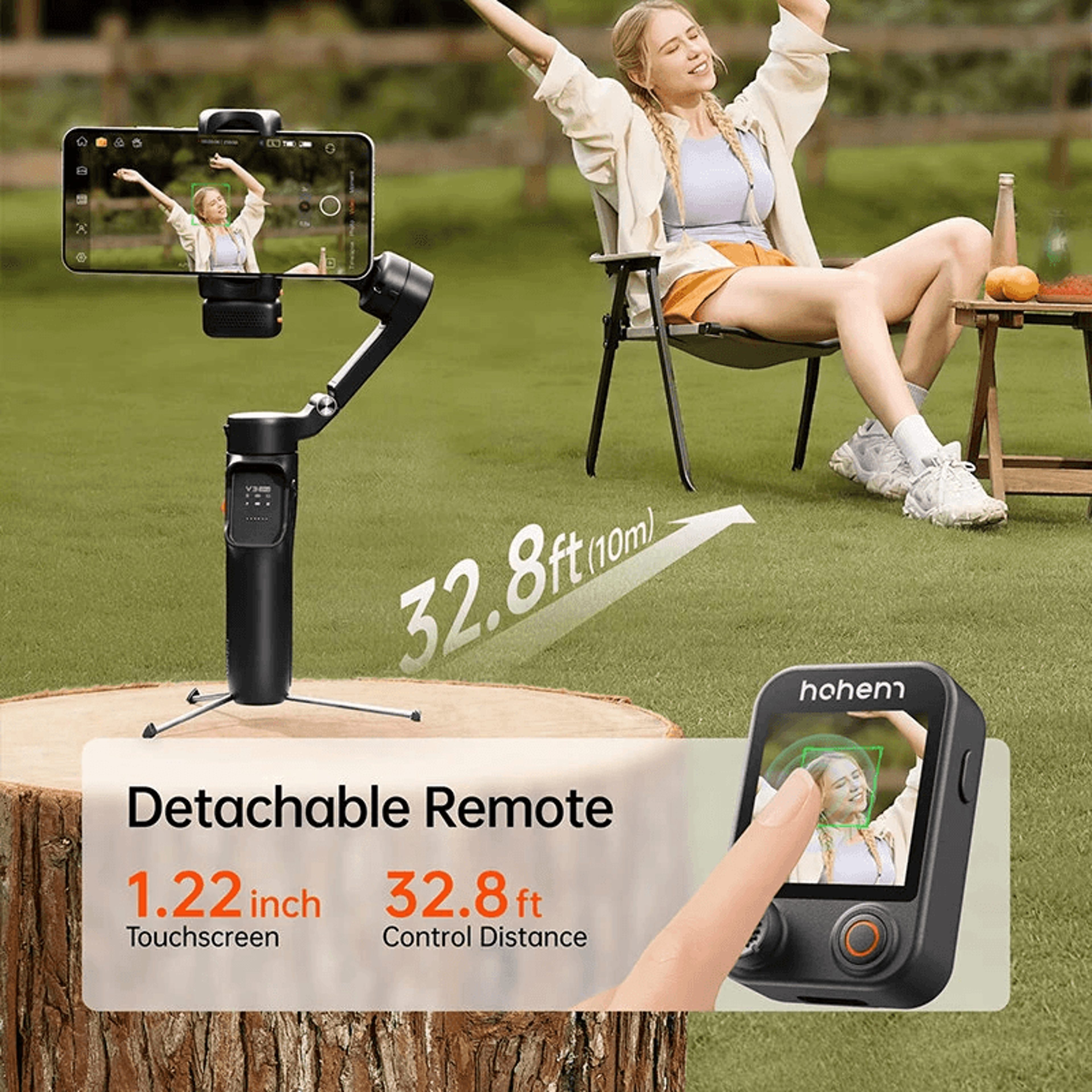 AI Tracking Phone Gimbal Stabilizer With Touchscreen Remote And Fill Light 3