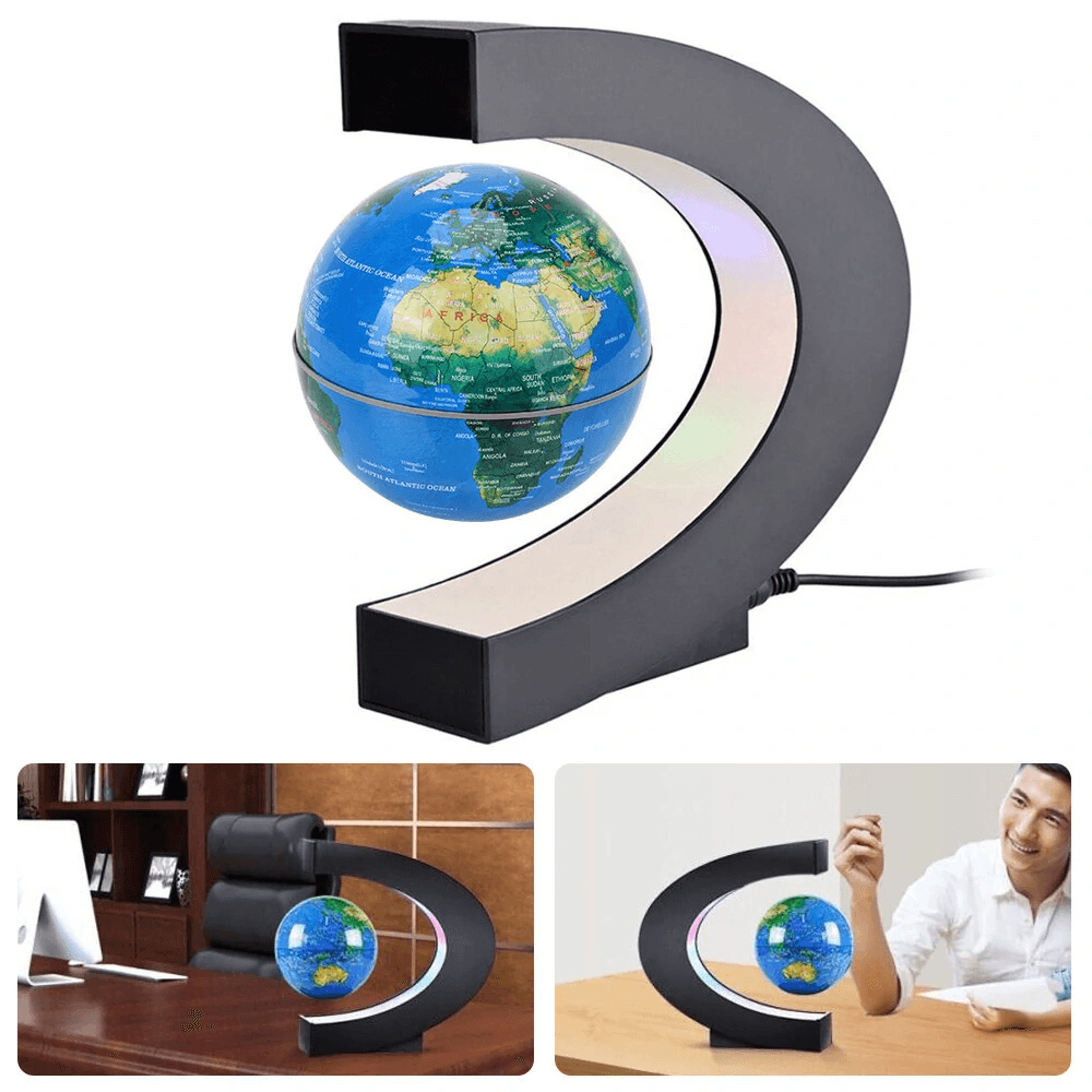Magnetic Levitating Globe World Map With LED Light 3
