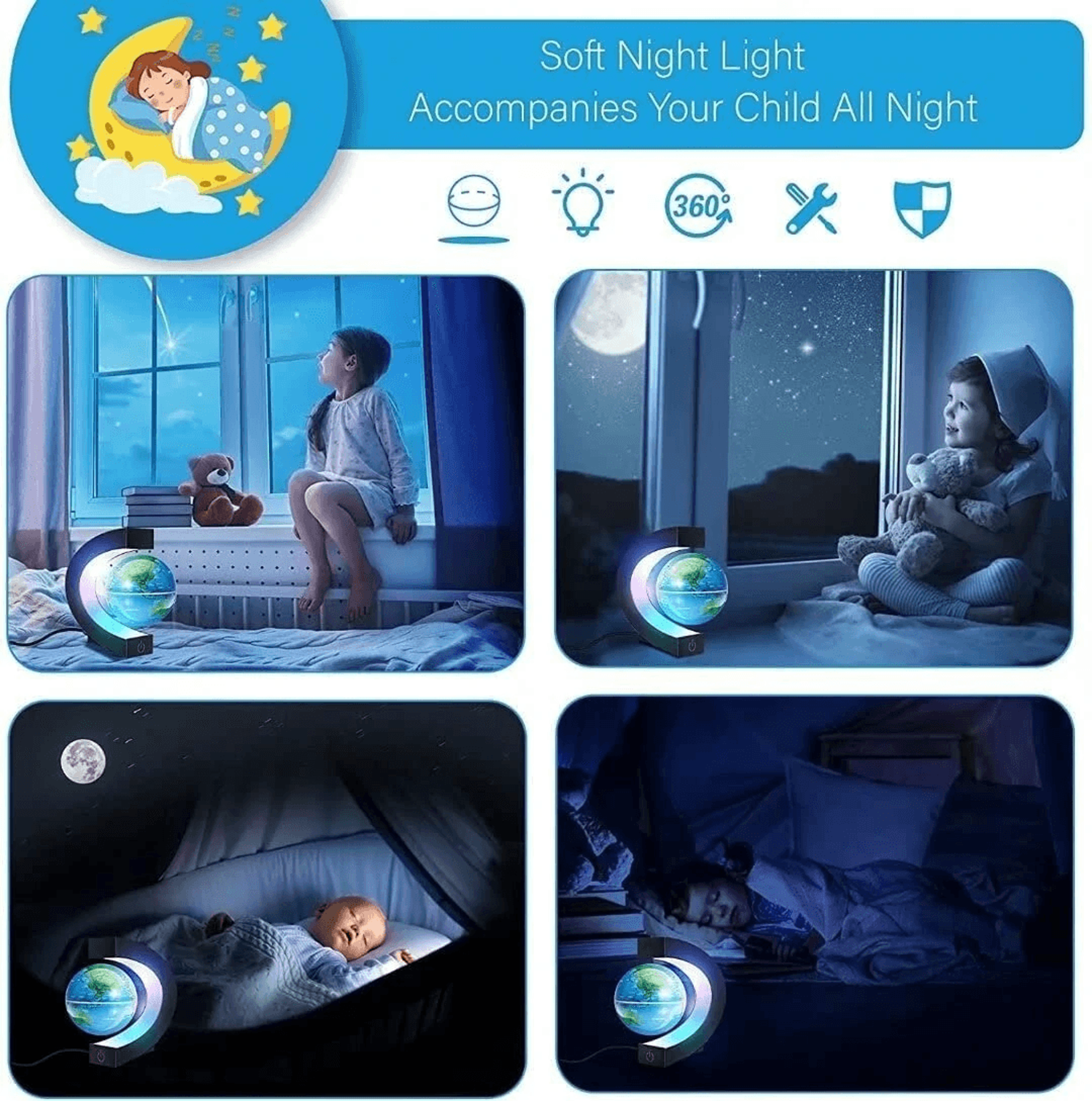 Magnetic Levitating Globe World Map With LED Light 5
