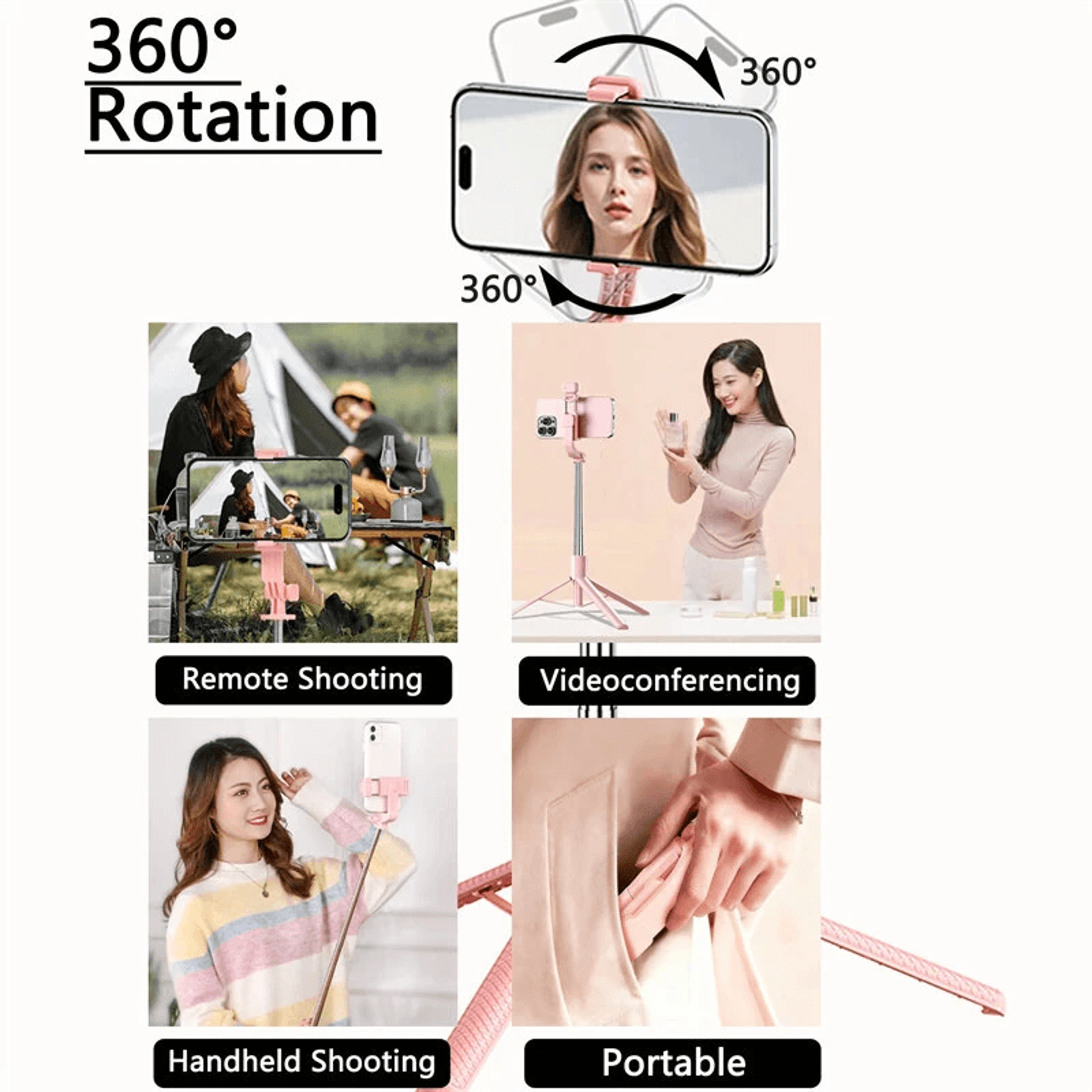 Extendable Selfie Stick Tripod With Fill Light And Bluetooth Remote 3