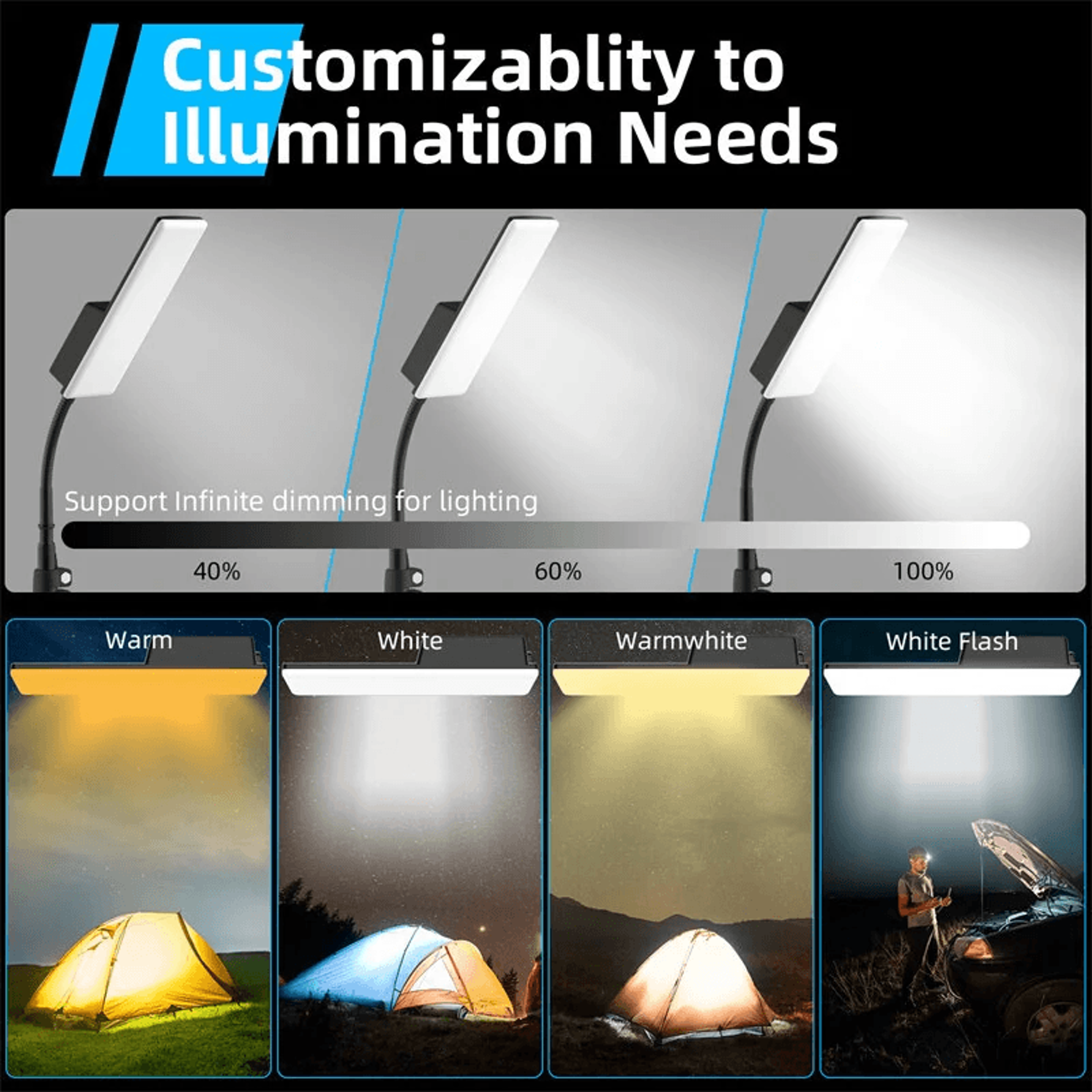 LED USB Camping Light With Height Adjustable Tripod Stand 3