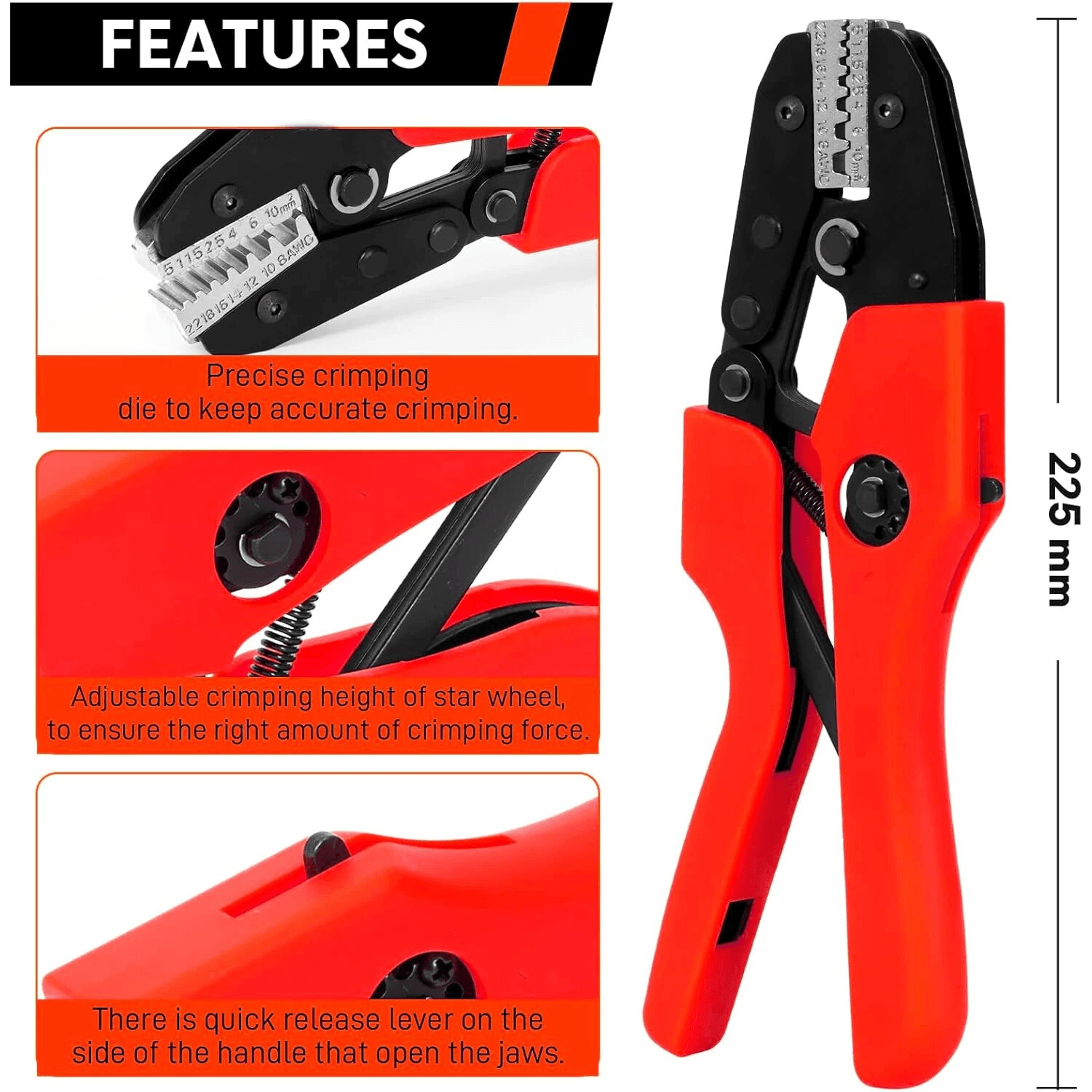 Self Adjusting Crimping Tool AWG Wire End Ferrules Ergonomic Handle 4