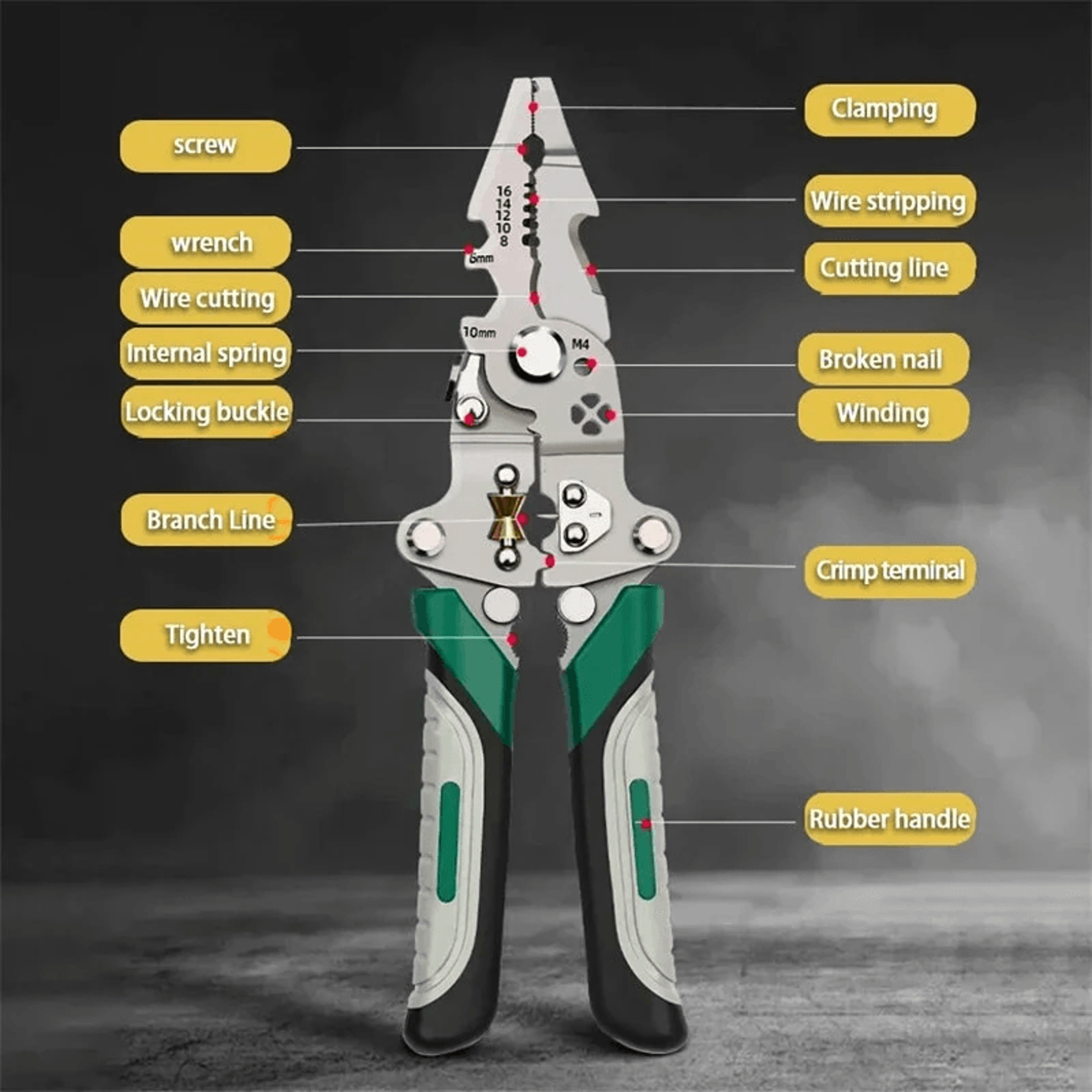 Foldable Wire Stripper Multifunctional Crimping Pliers With Anti Slip Handle 5