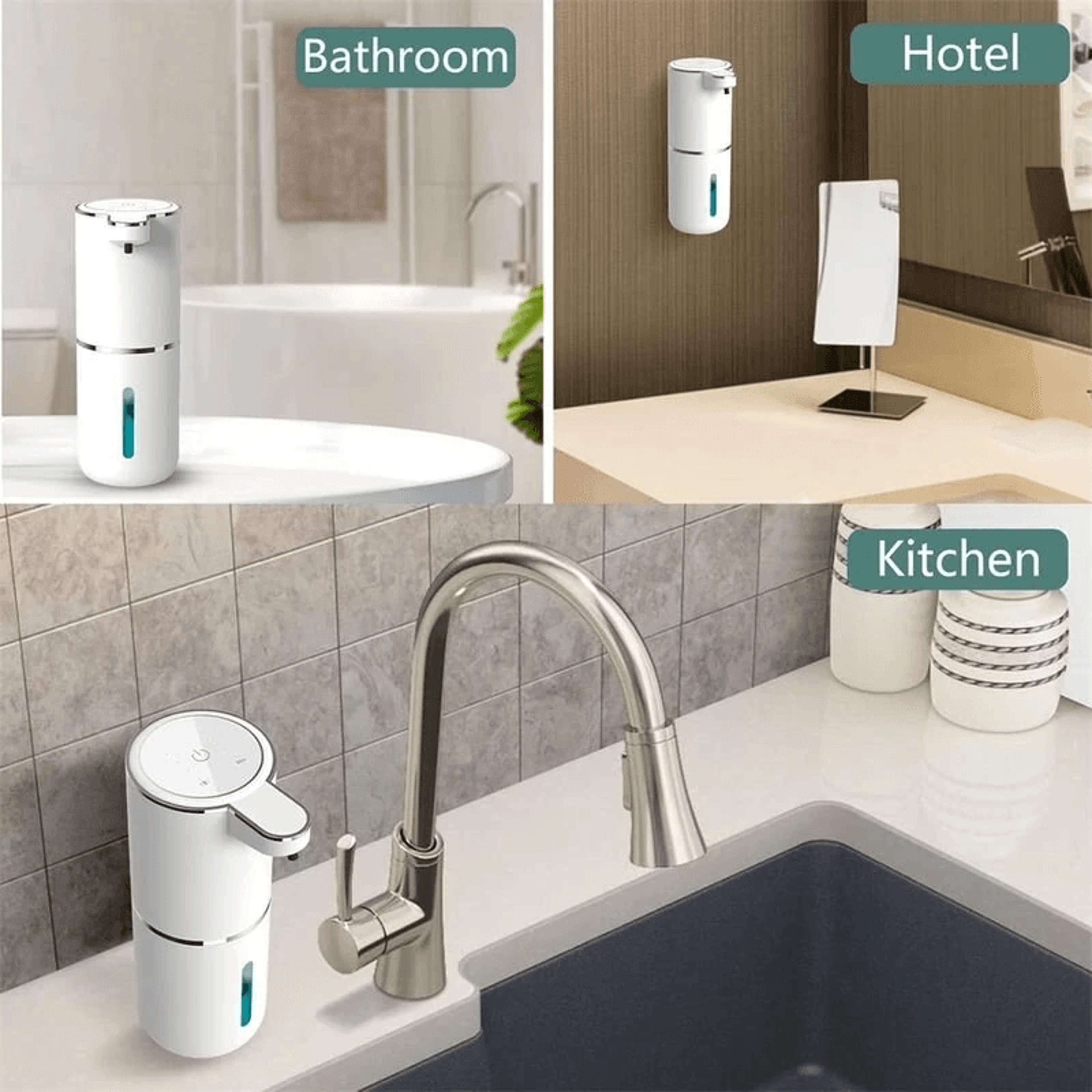 Automatic Touchless Foaming Soap Dispenser USB Rechargeable White 4