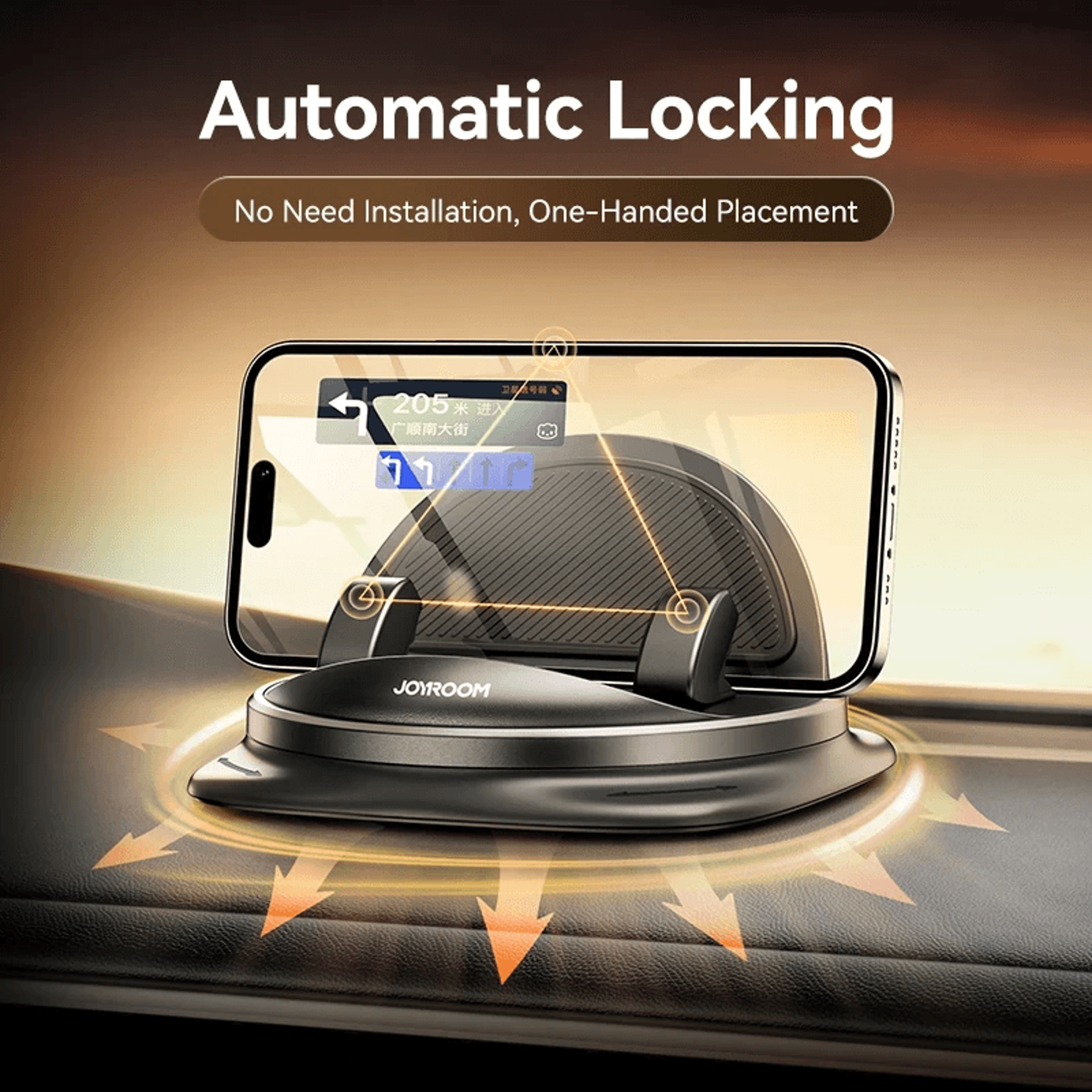 Universal Dashboard Car Phone Holder With Rotation And One Handed Operation 2