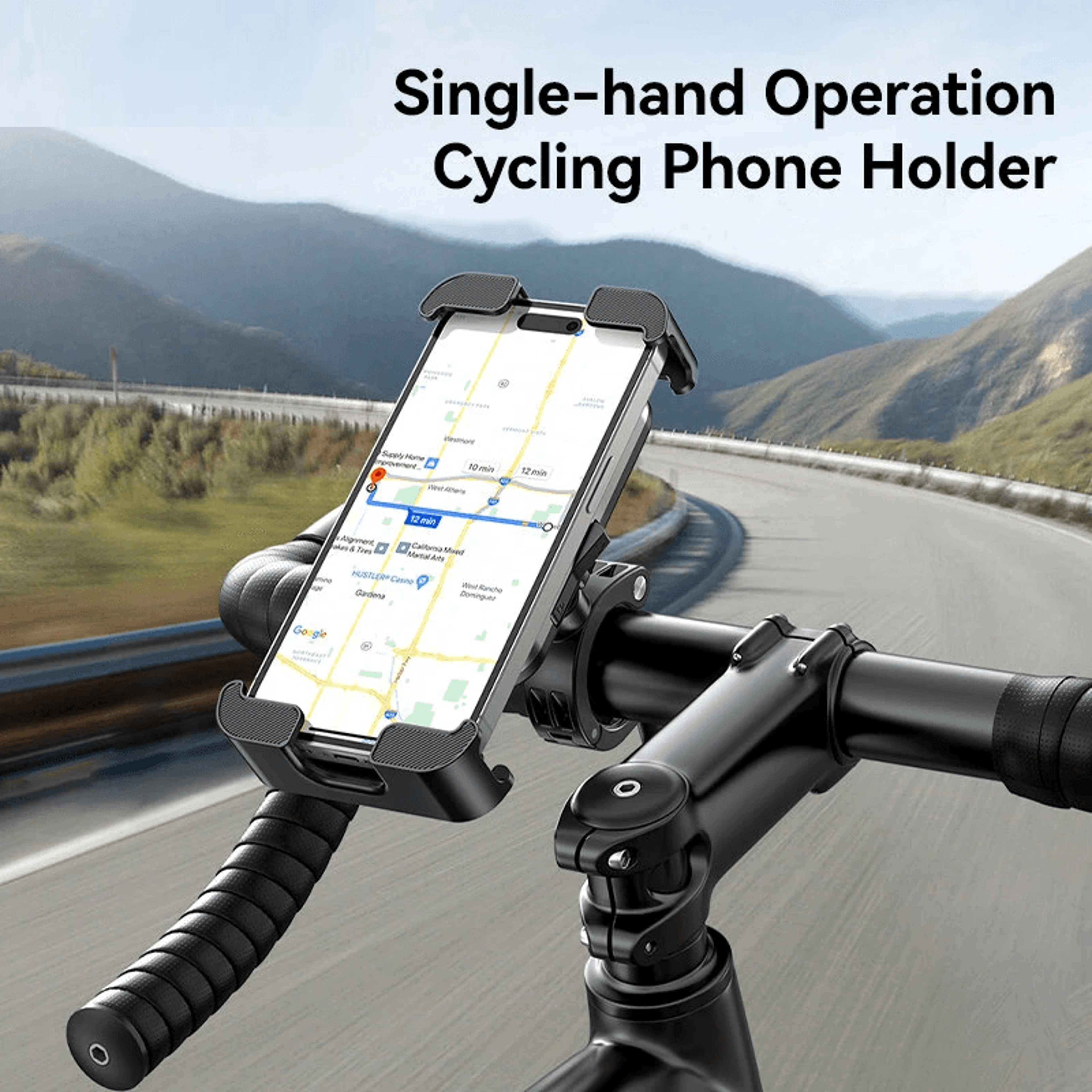 Universal Cycling Phone Holder Black Degree Rotating Bicycle Handlebar Mount 5