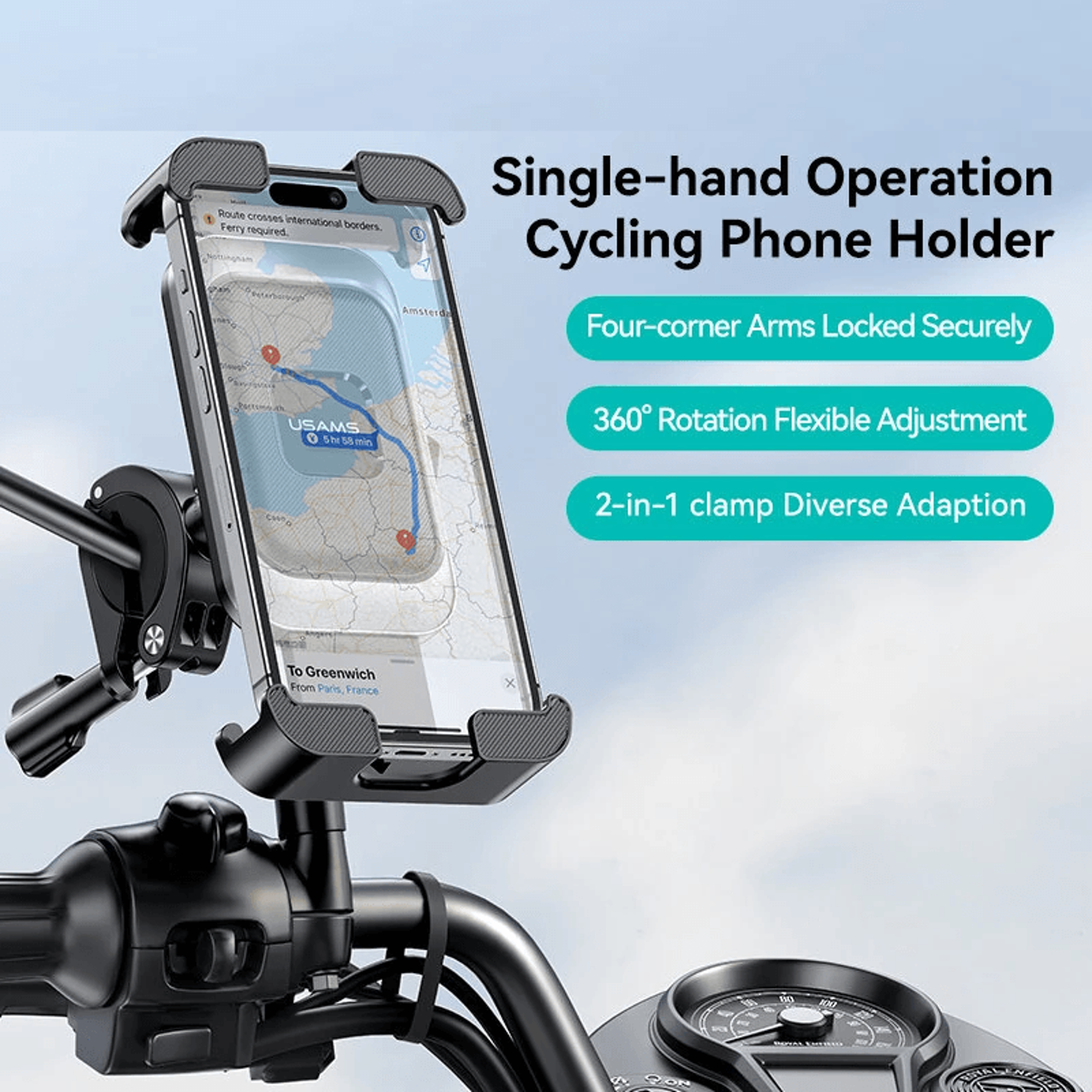 Universal Cycling Phone Holder Black Degree Rotating Bicycle Handlebar Mount 2