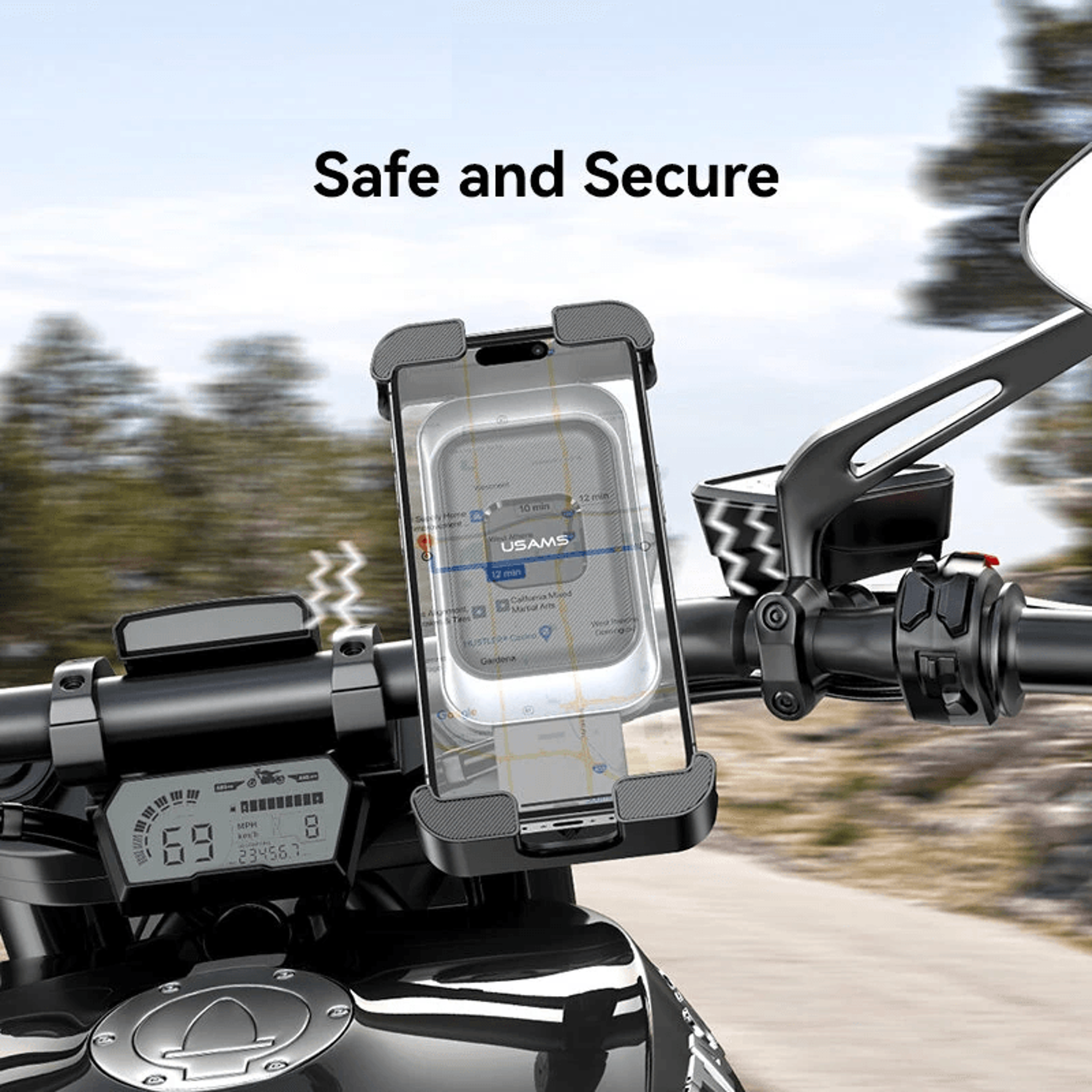 Universal Cycling Phone Holder Black Degree Rotating Bicycle Handlebar Mount 6