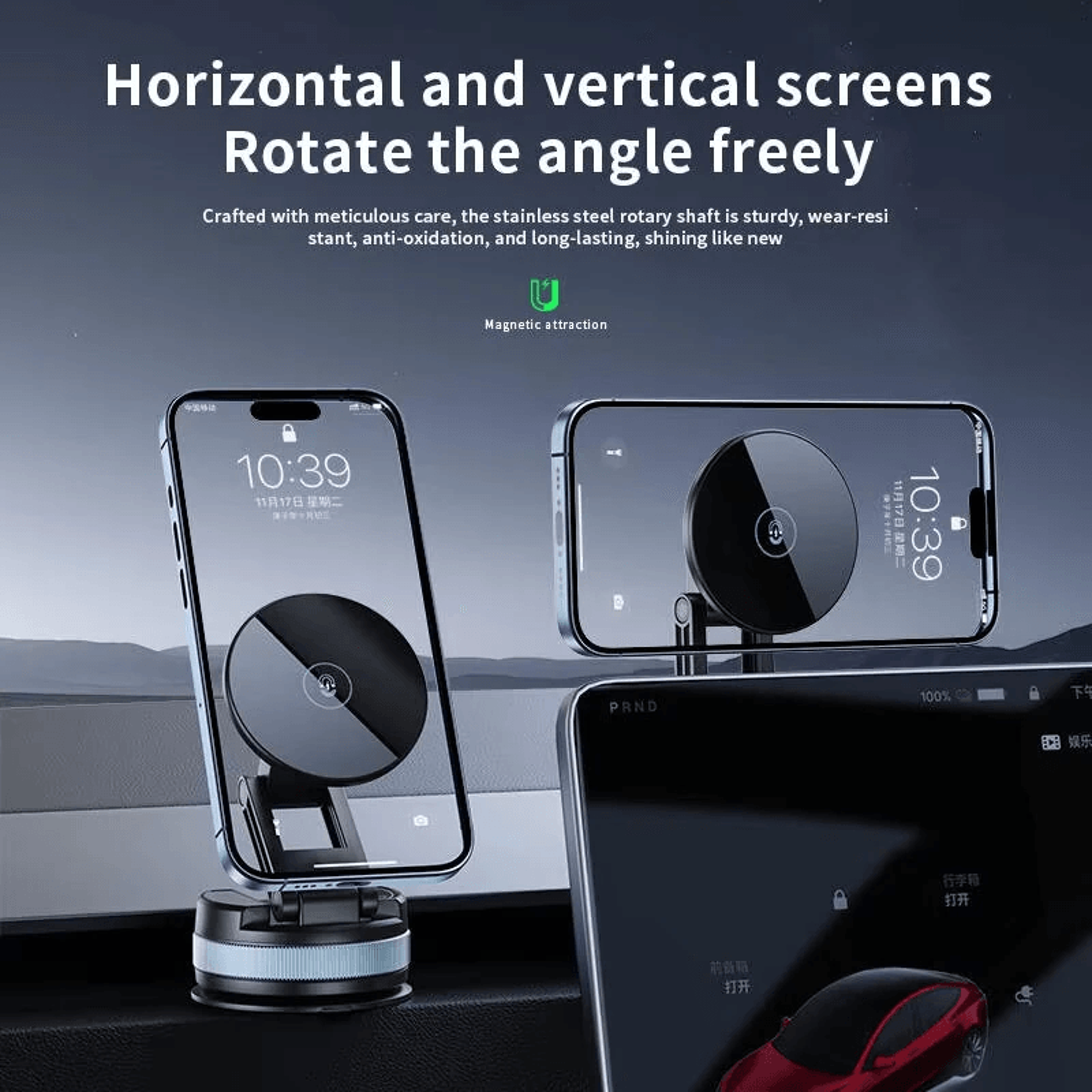 Magnetic Car Phone Holder Foldable And Extendable Mount For Dashboard And Windshield 1