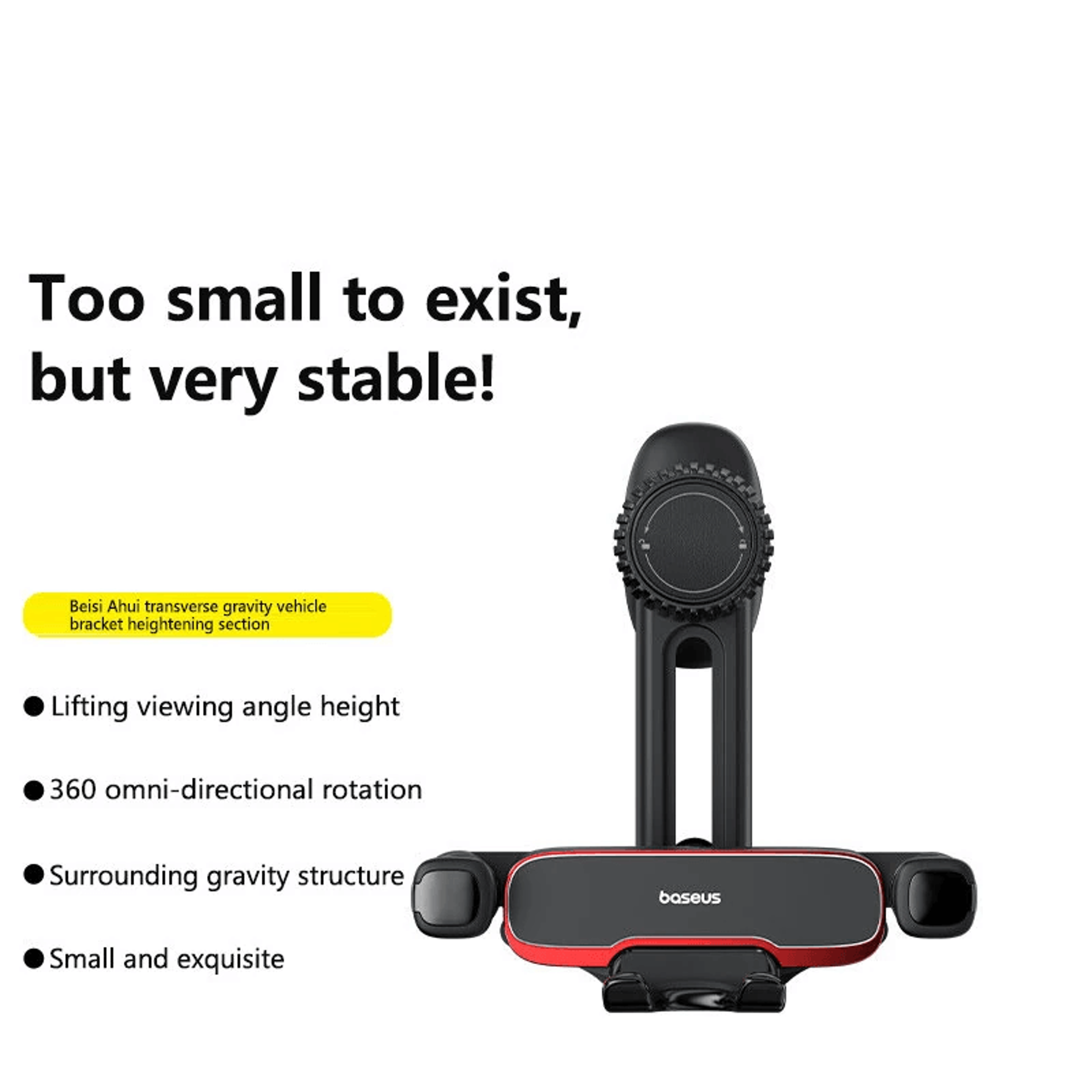 Air Vent Car Gravity Phone Holder Black Horizontal Mount Dashboard Navigation Stand 3
